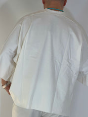 T-shirt over taglio vivo bianca HM834