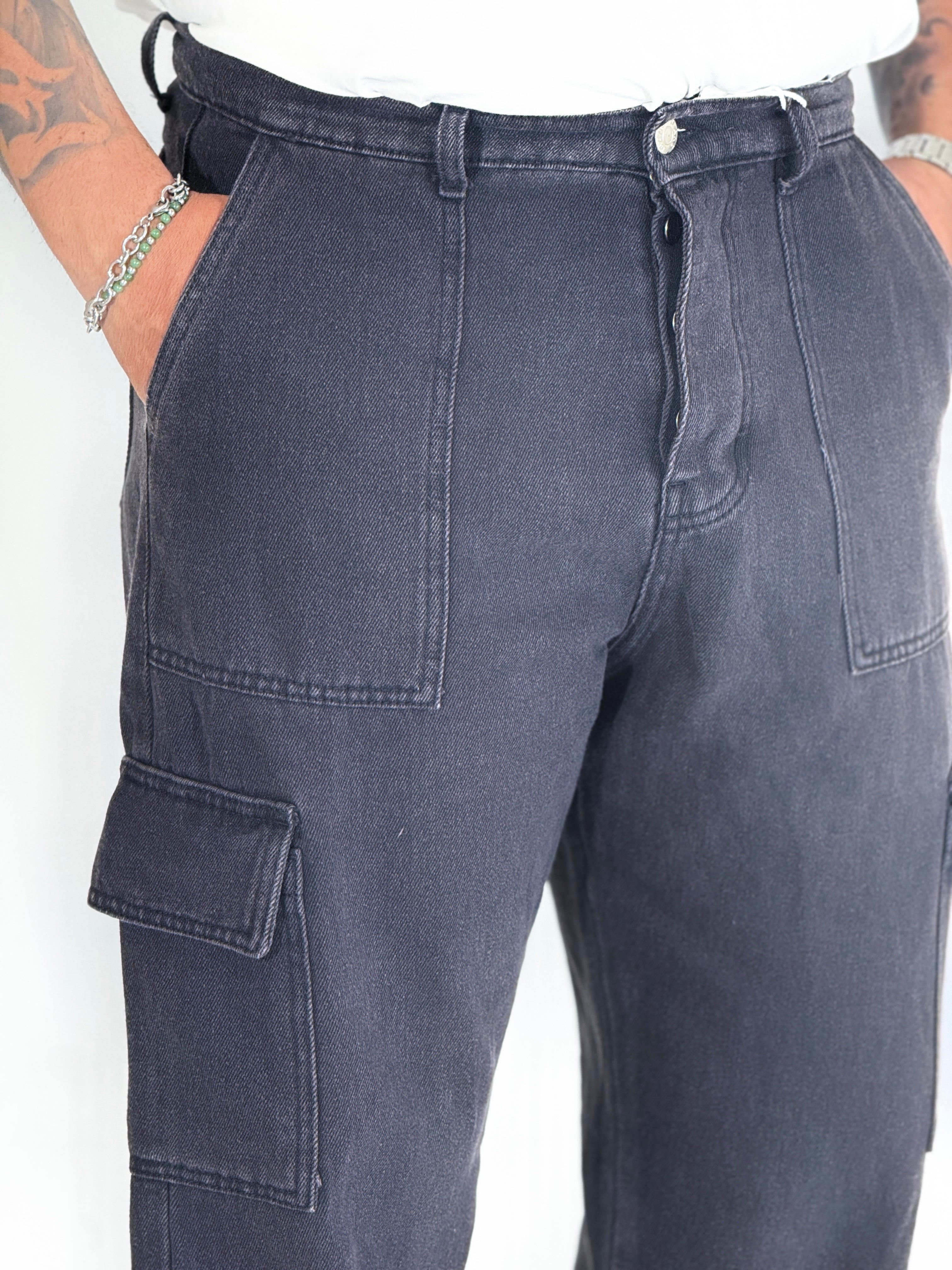 Pantalone japan cargo nero fumè WORK09-08