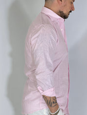 Camicia millerighe migliaccio lino rosa POSITANO