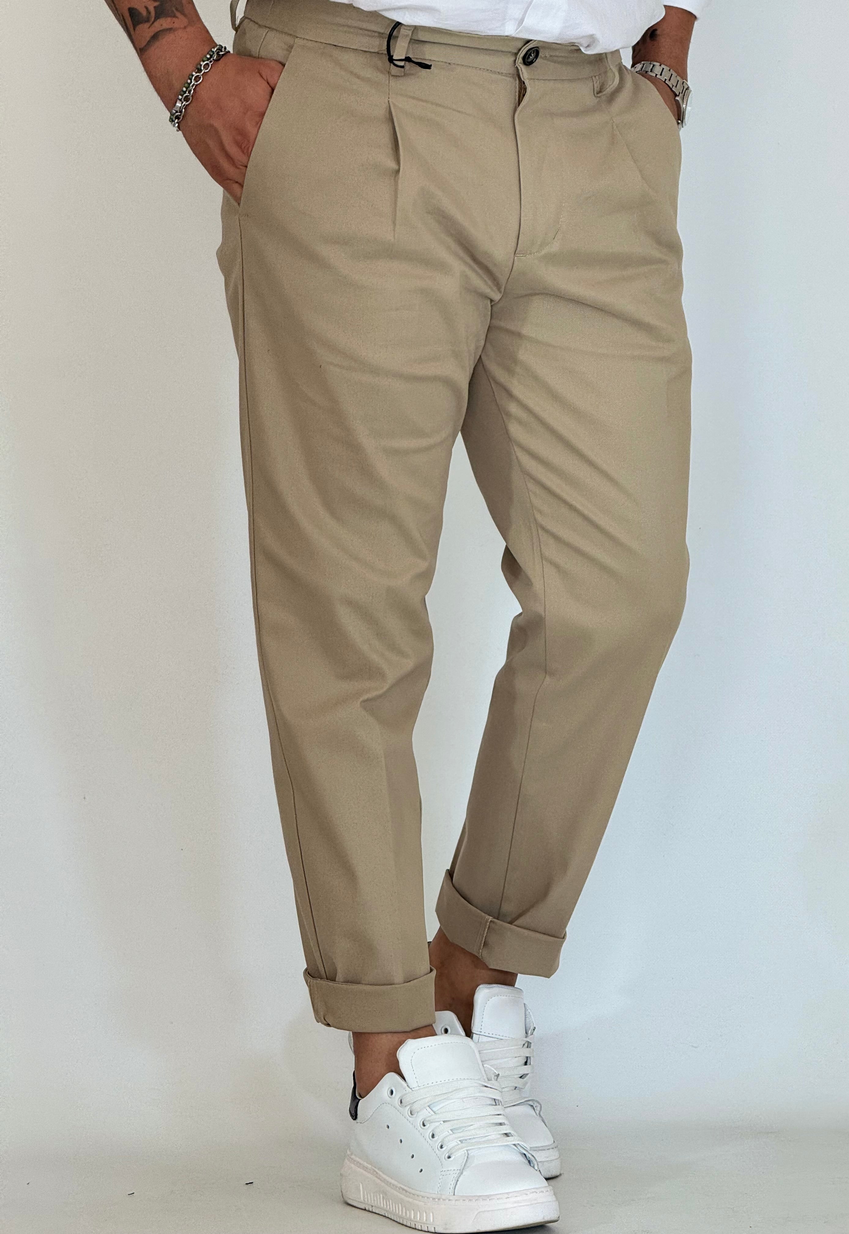Pantalone slim tapared beige P26