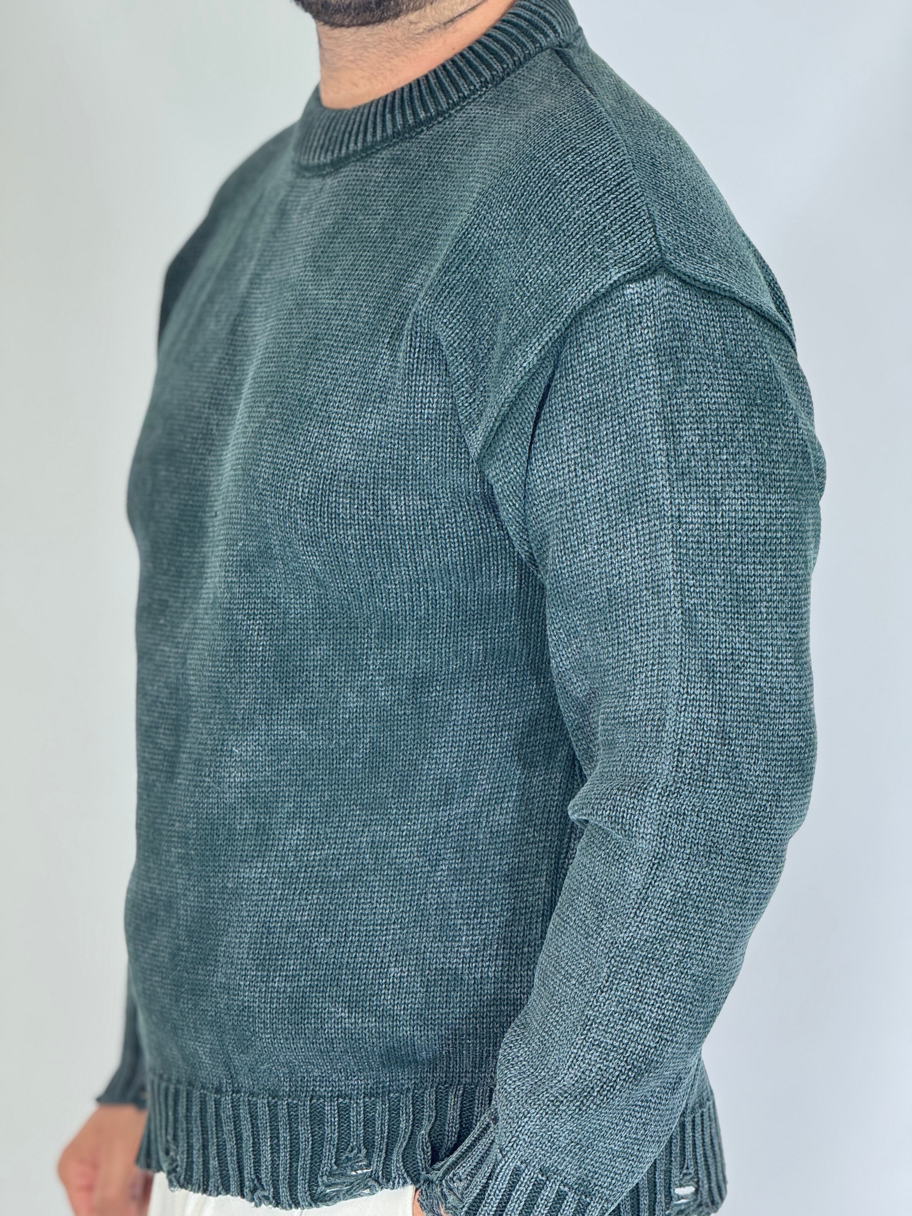 Maglione girocollo melange verde AD25010-12