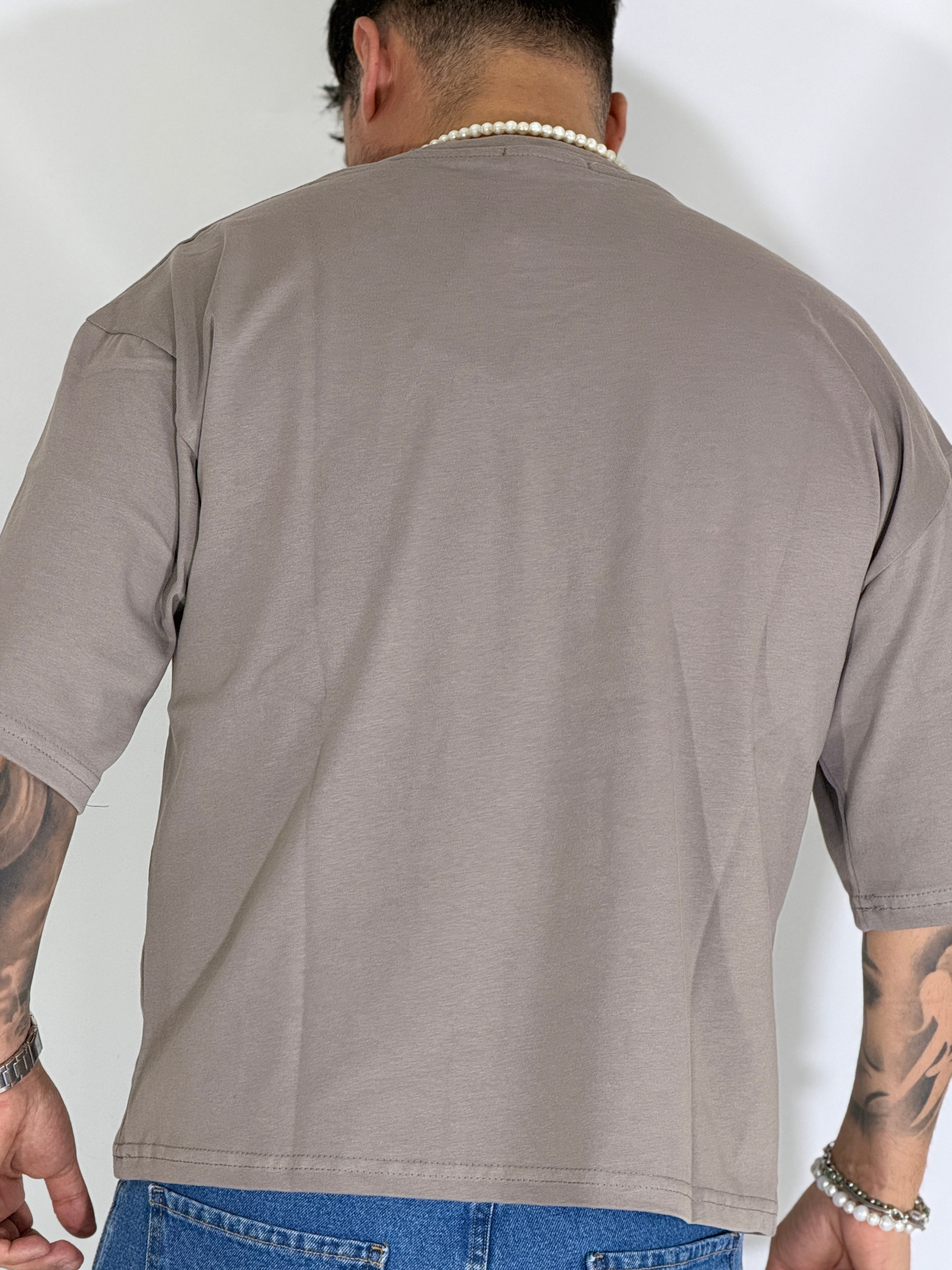 T-Shirt cropped manica a tre quarti ferro STEPHEN