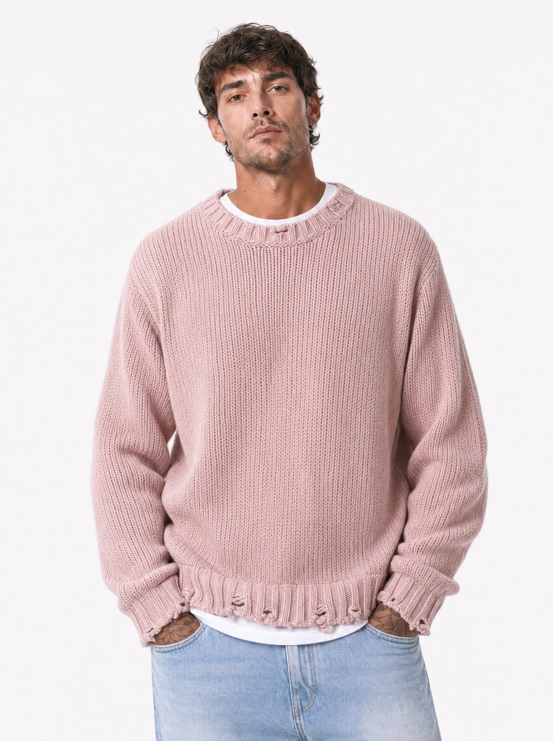 PIGNASECCA Girocollo con rotture rosa