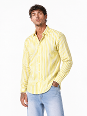 Camicia cotone rigata gialla 601/BLK