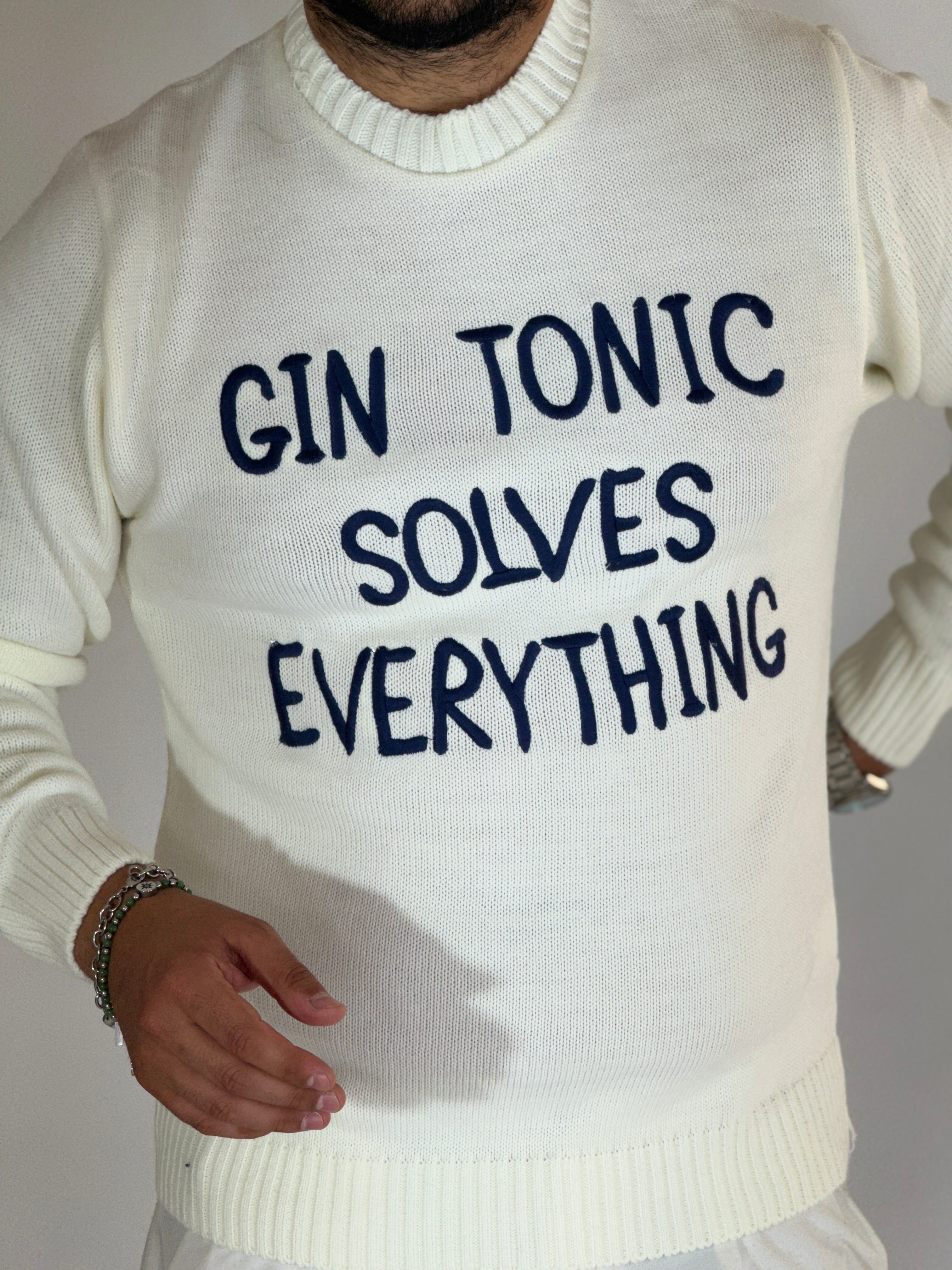 Maglia girocollo bianca GIN TONIC ADG772