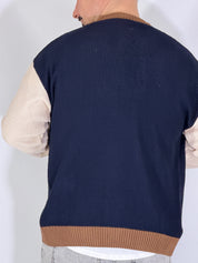 Dale · Cardigan tricolor blu scuro