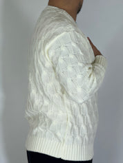 Maglia con trecce panna BK77006