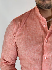 Camicia migliaccio coreana lino ARANCIO
