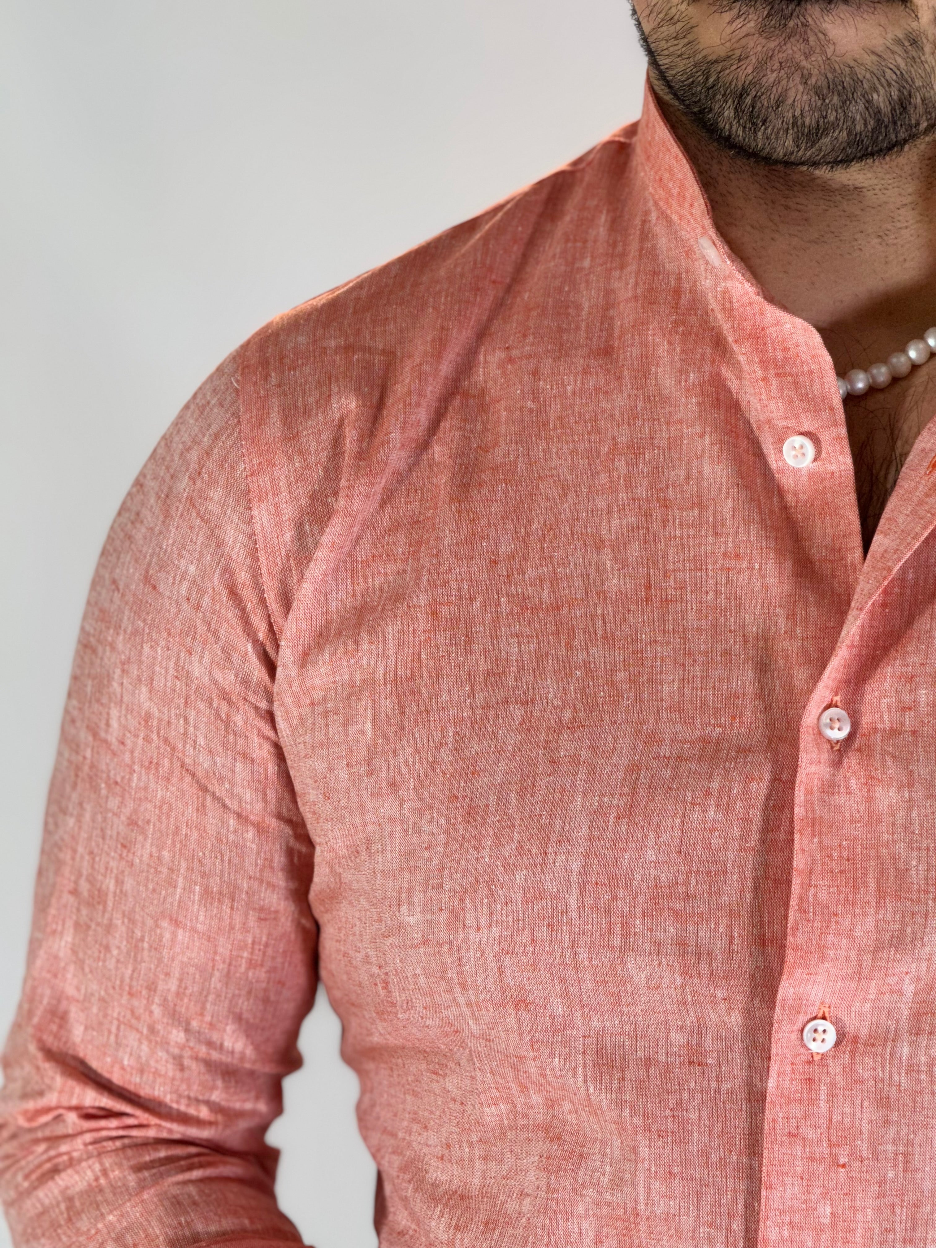 Camicia migliaccio coreana lino ARANCIO