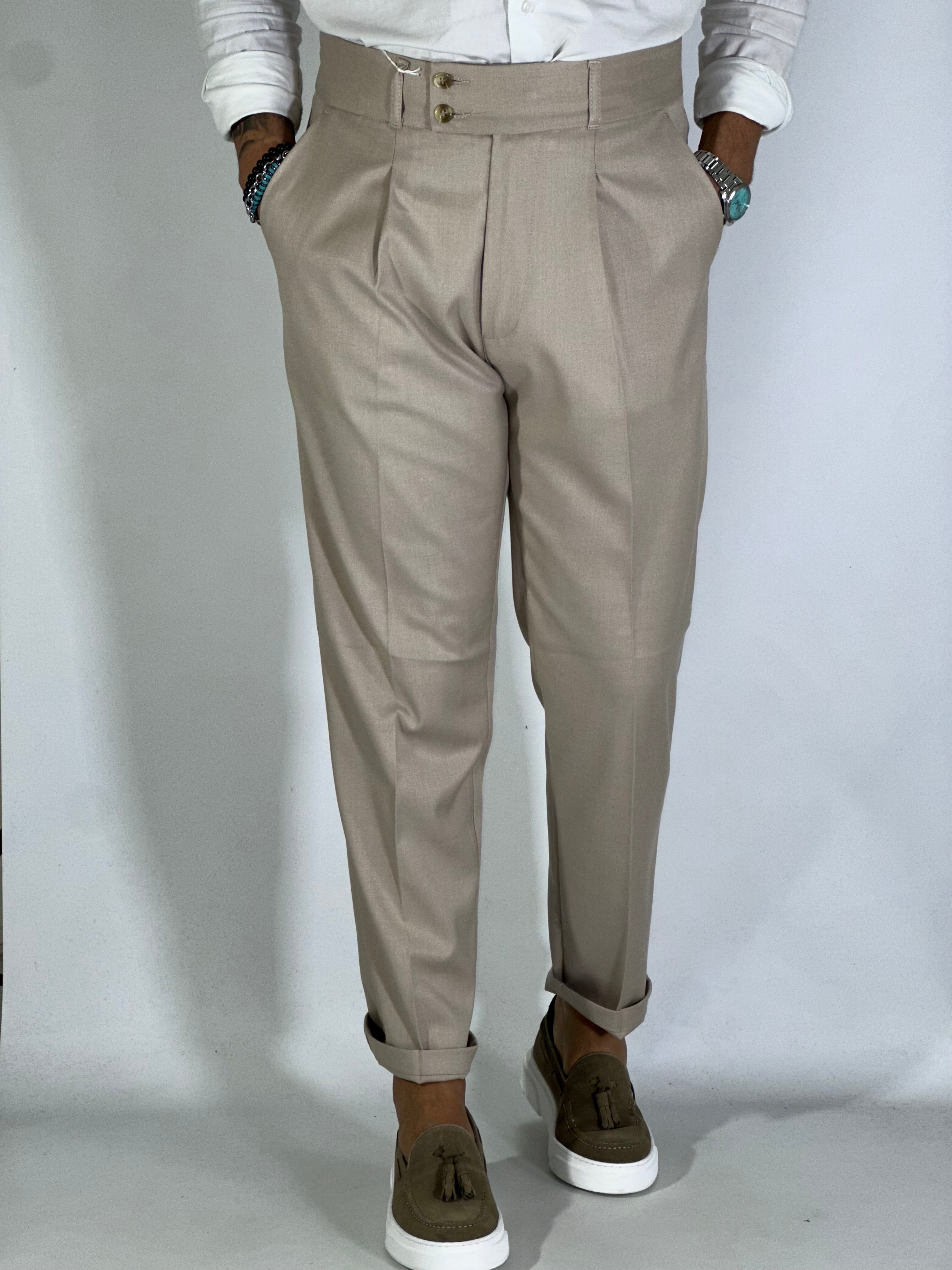 Pantalone vita alta migliaccio beige tennesse