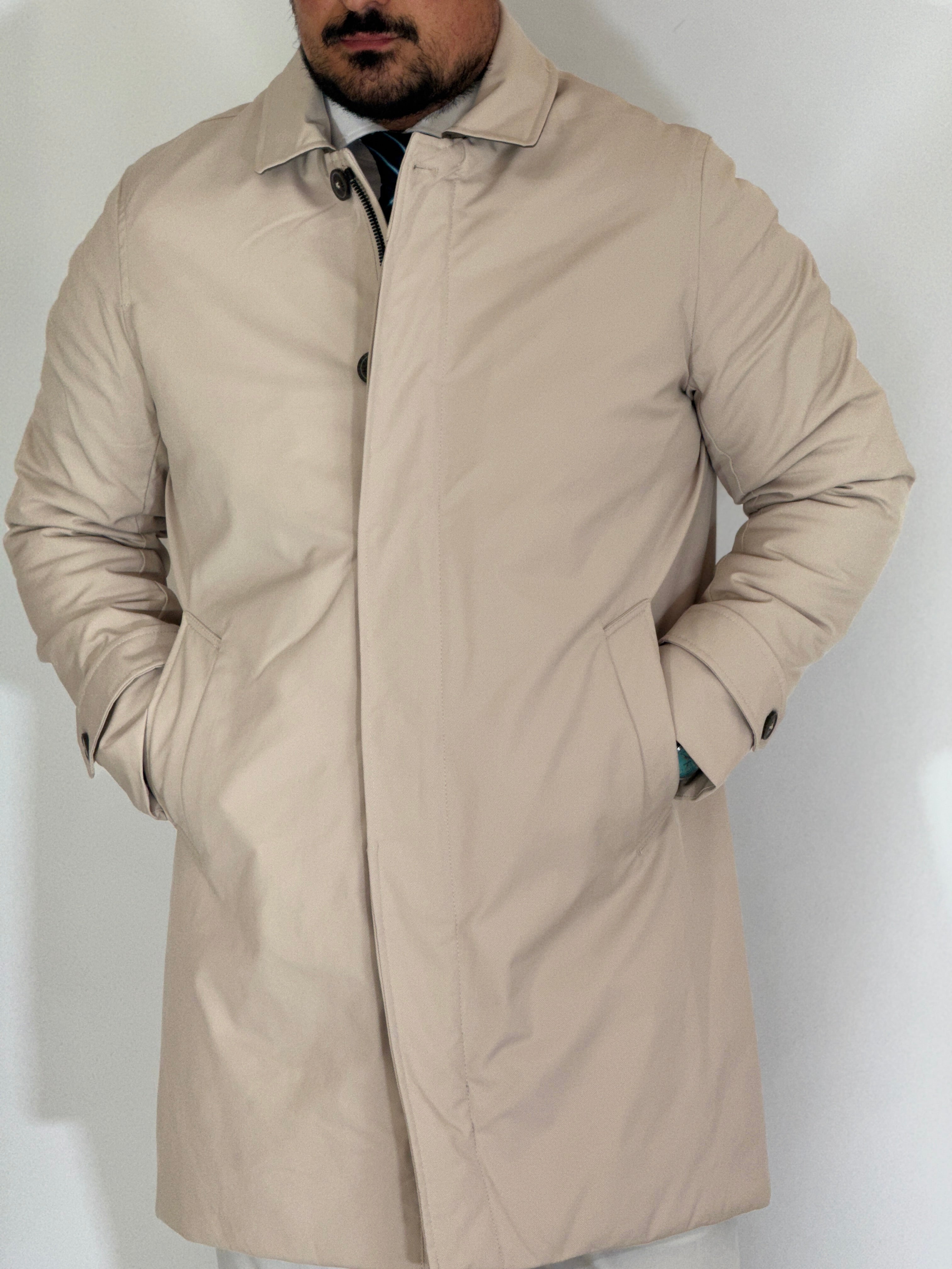 Trench tessuto diagonale imbottito burro RCS007WF