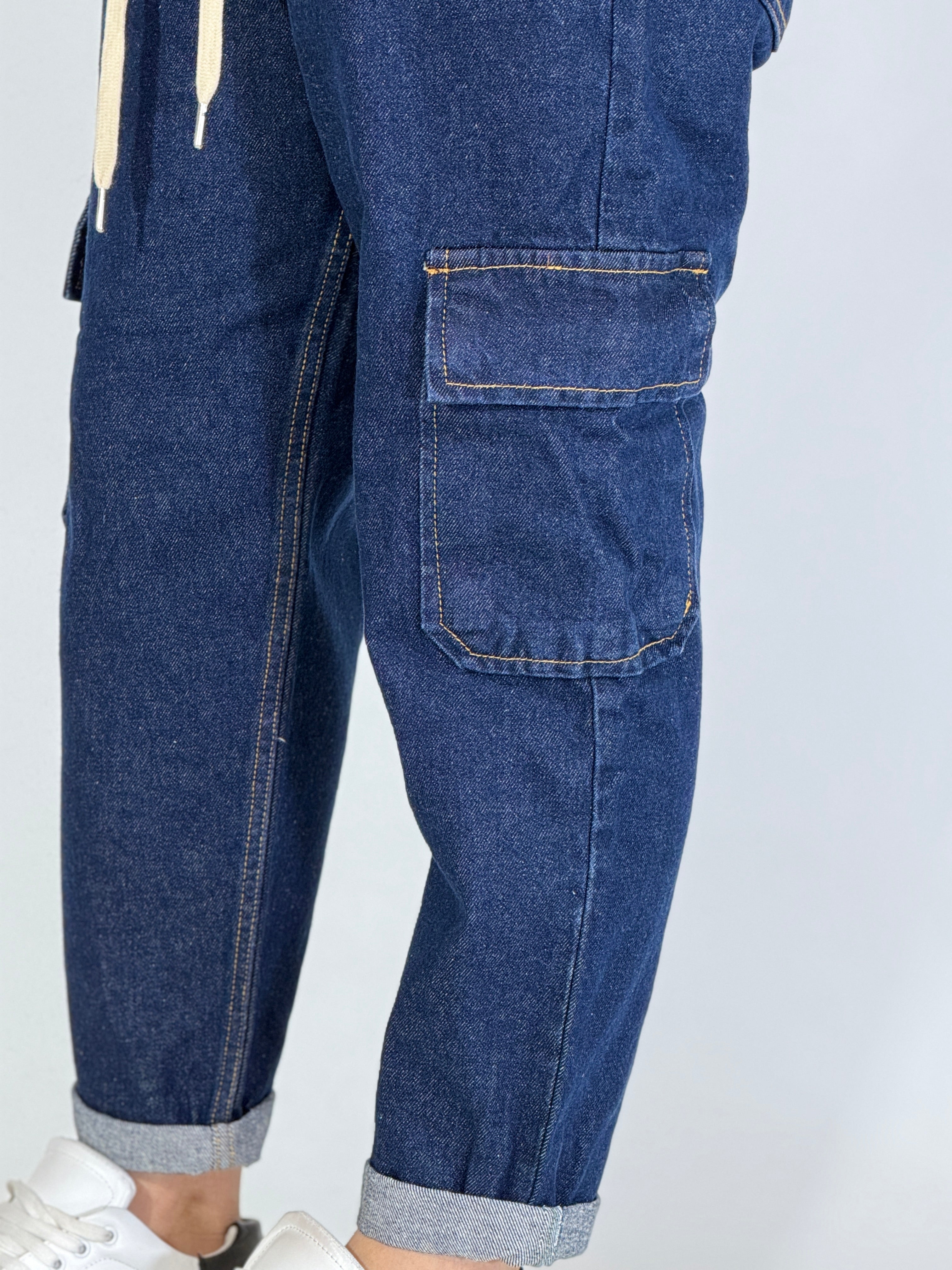 Pantalaccio jeans scuro con tasconi DOHA