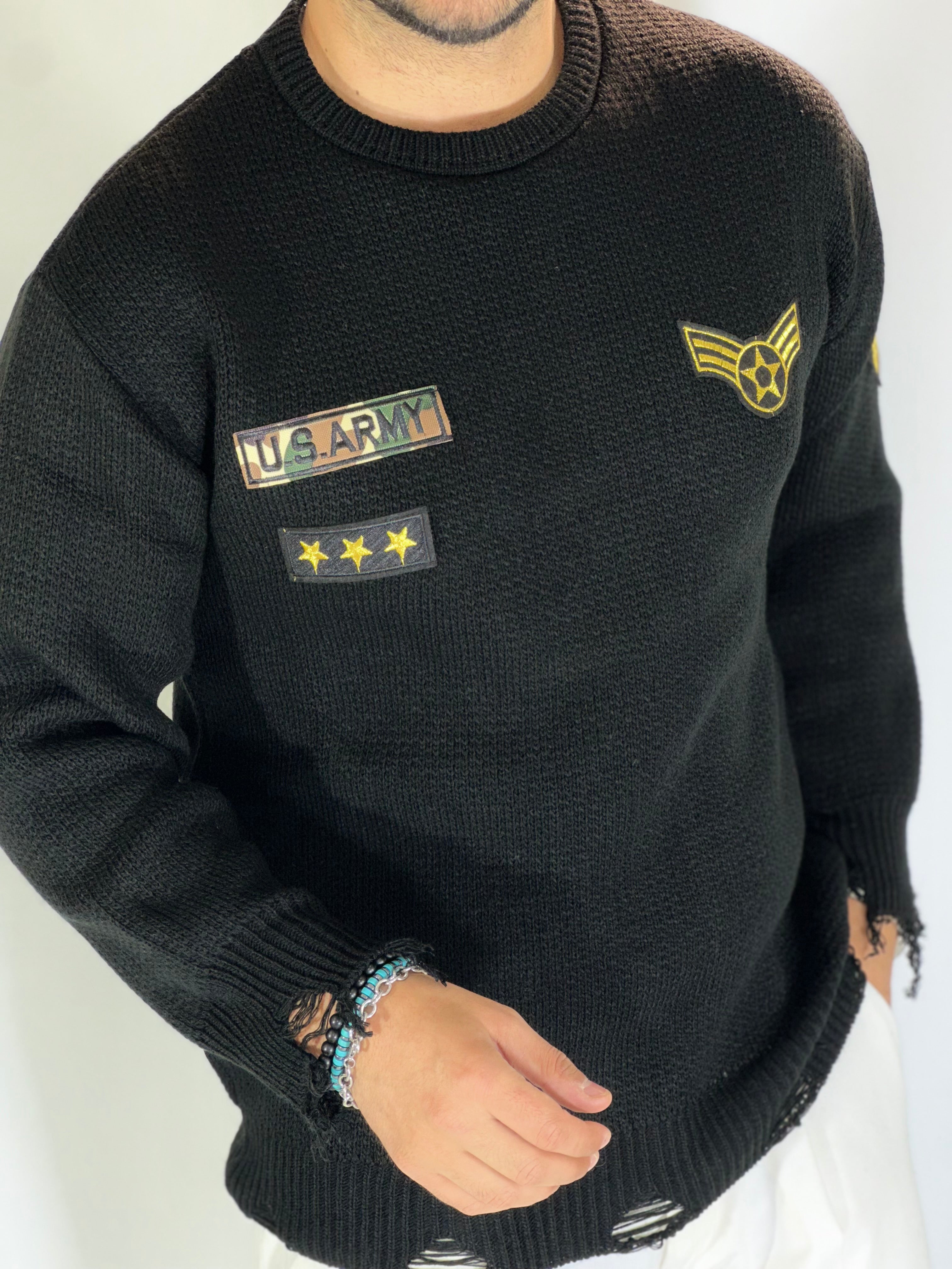 Girocollo military patch nera SER196