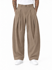 NARCISO Pantalone balloon maxi pinces beige