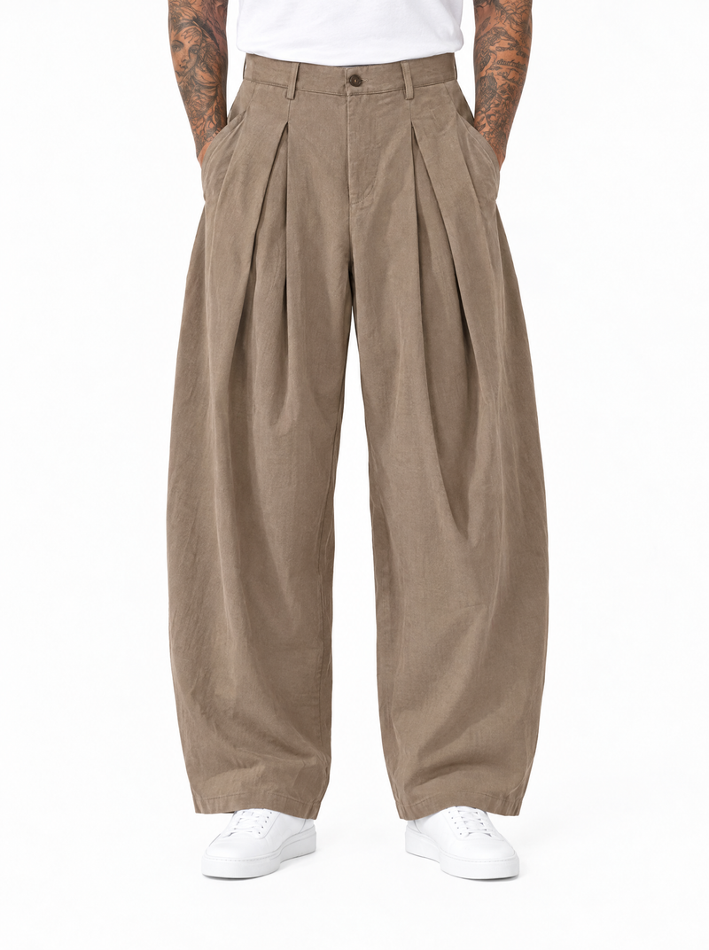 NARCISO Pantalone balloon maxi pinces beige