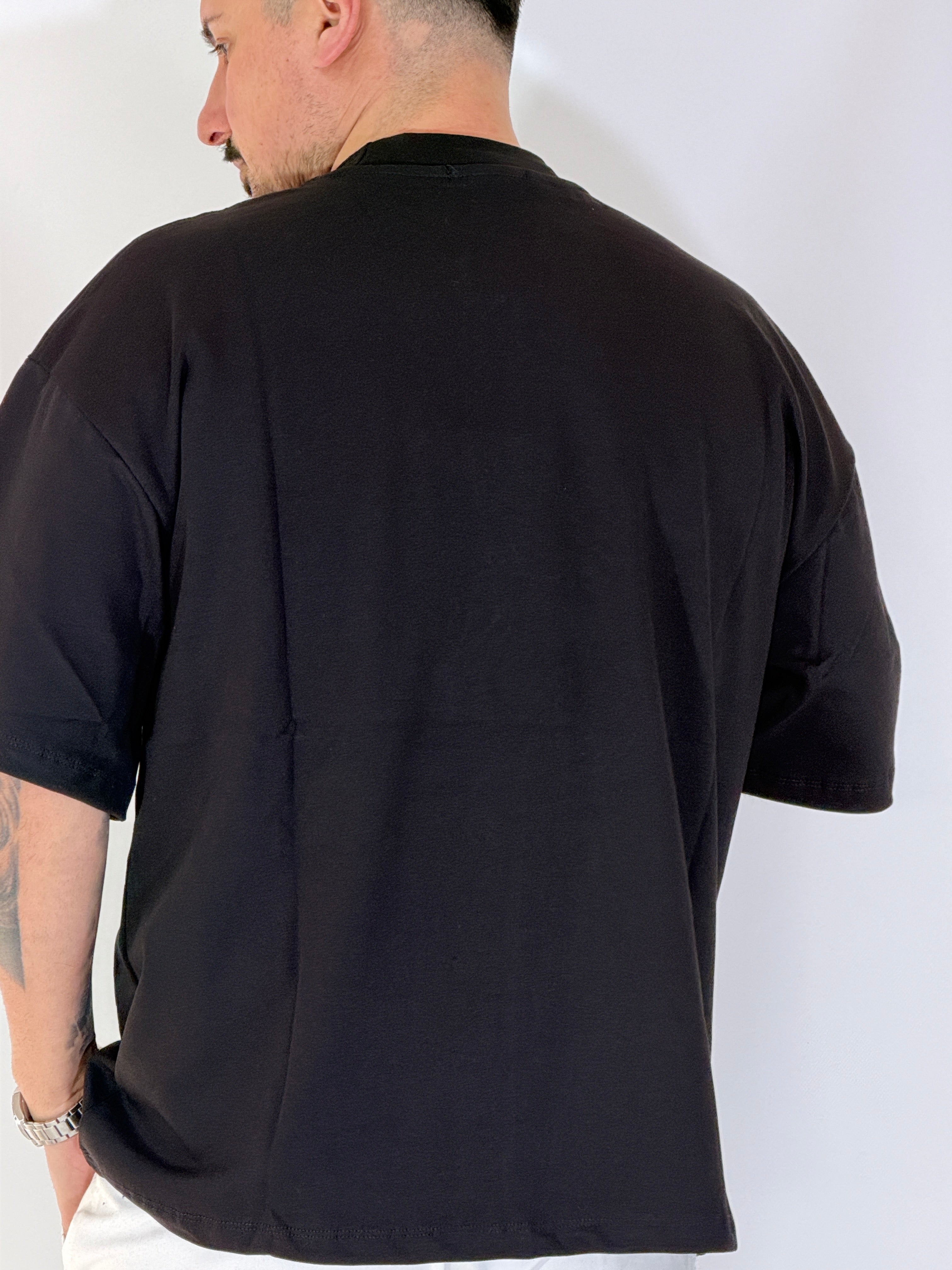 T-shirt over tre quarti nera 6003PE