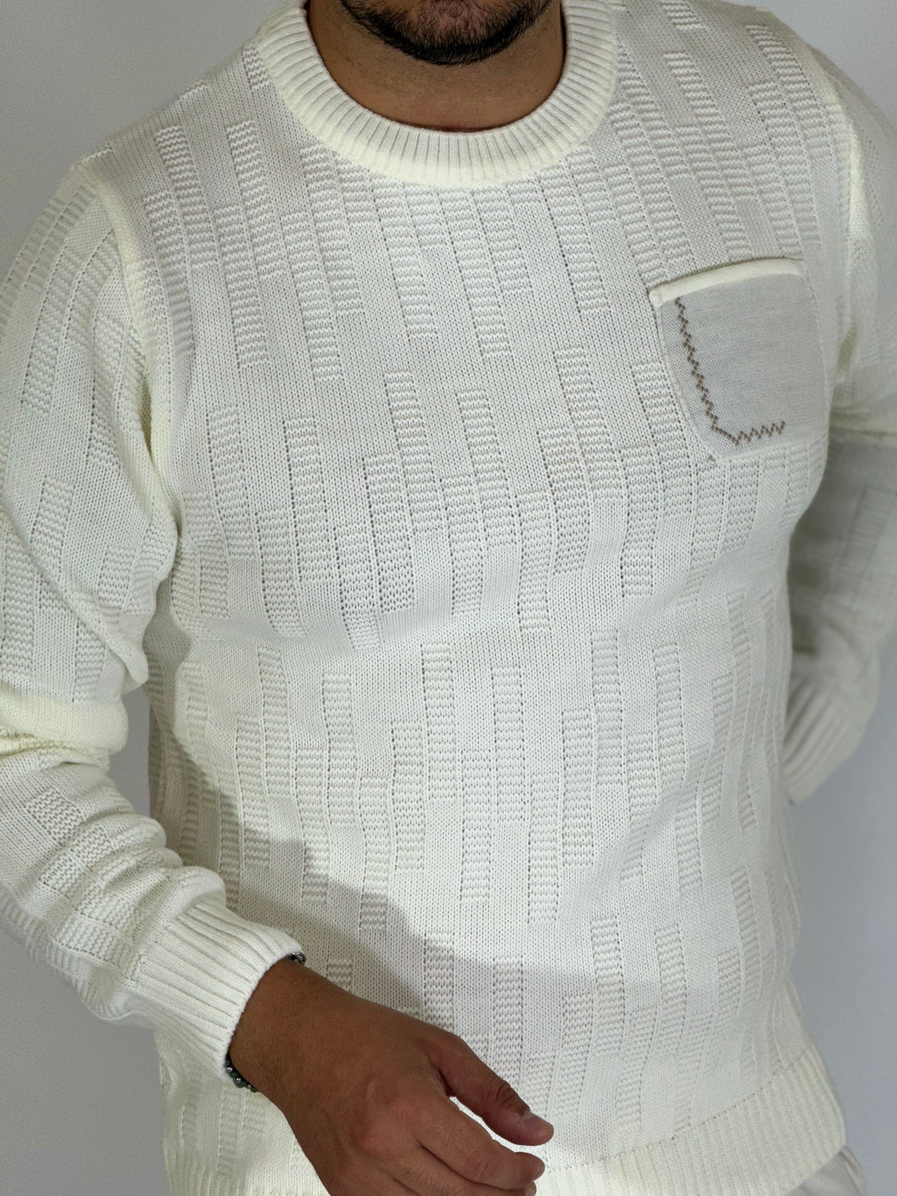 Girocollo toppa ricamato panna BPK2510