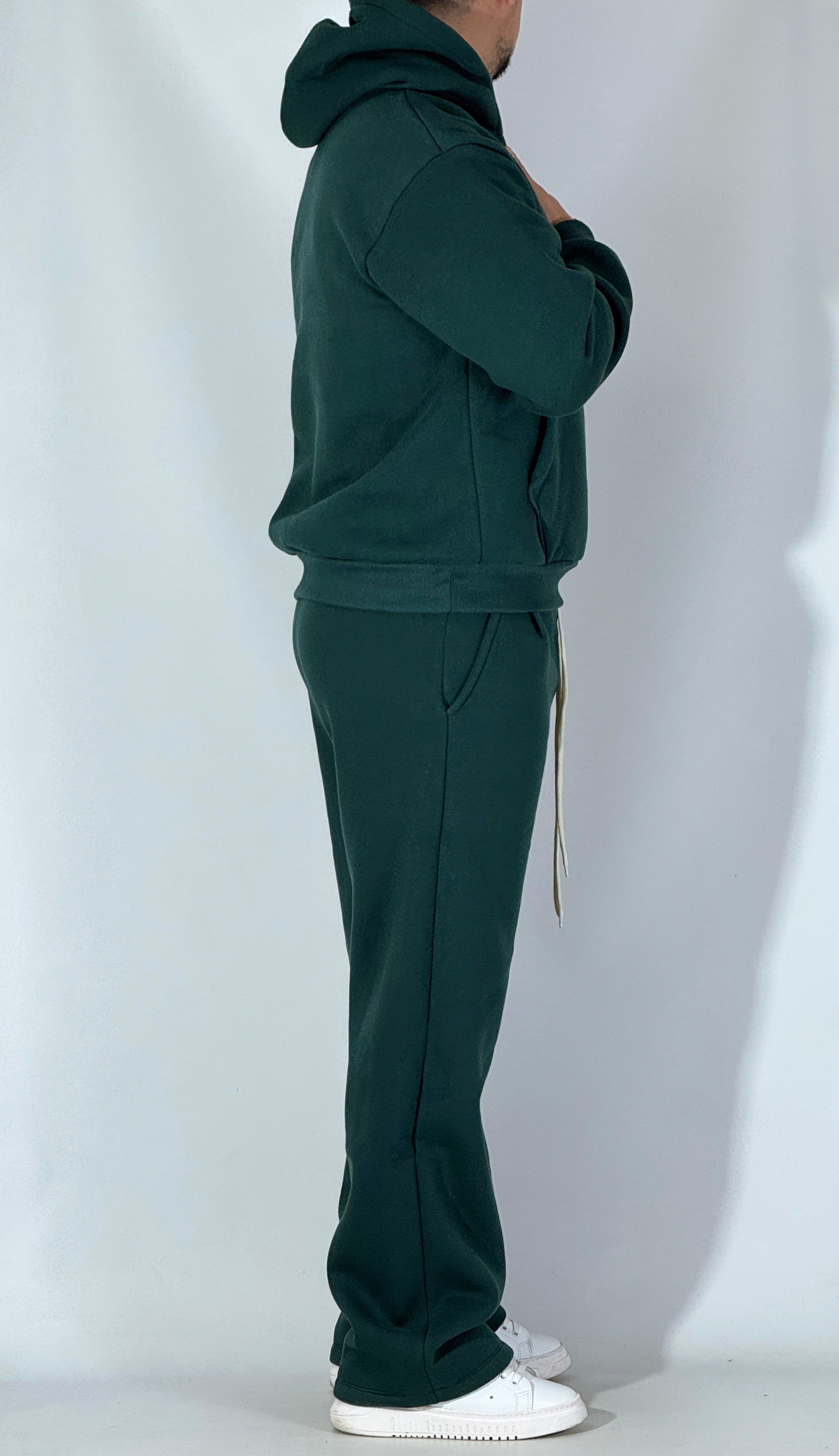 Completo tuta palazzo felpato verde  AD120