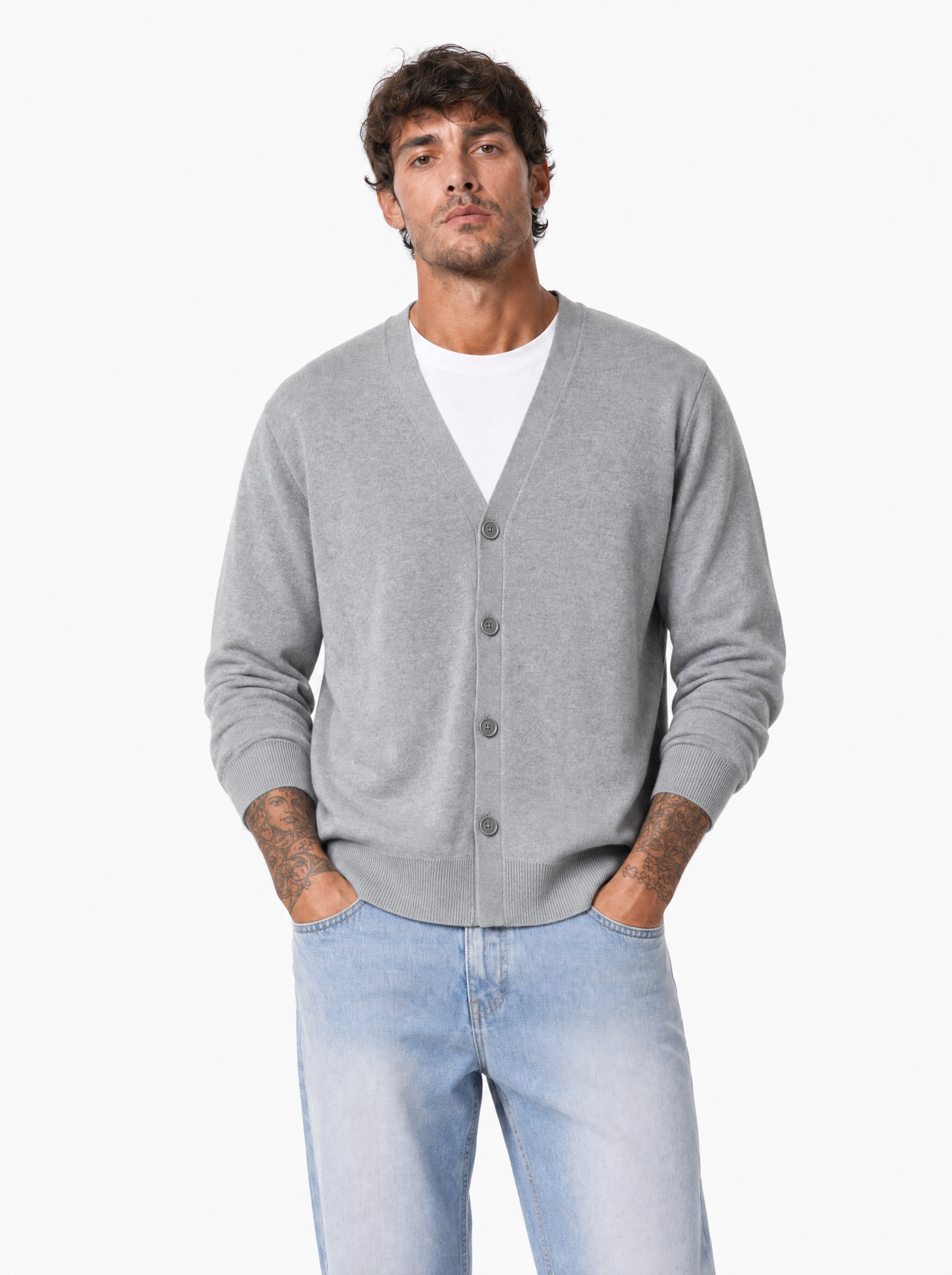 Cardigan spalla scesa light gray W86022