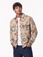 Giacca in pile azteca beige 7722