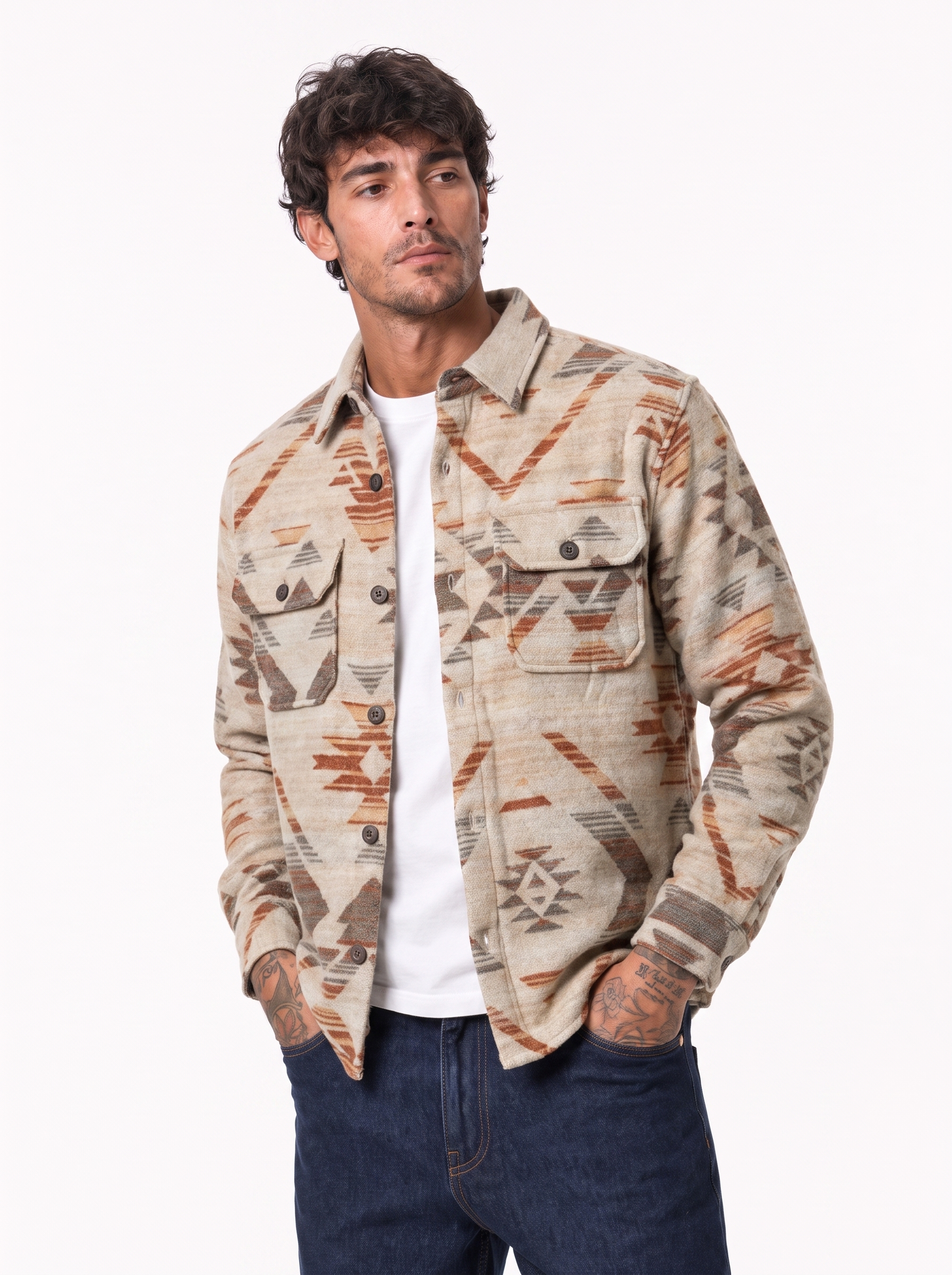 Giacca in pile azteca beige 7722