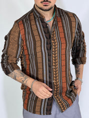 Camicia ricamata brown LIME