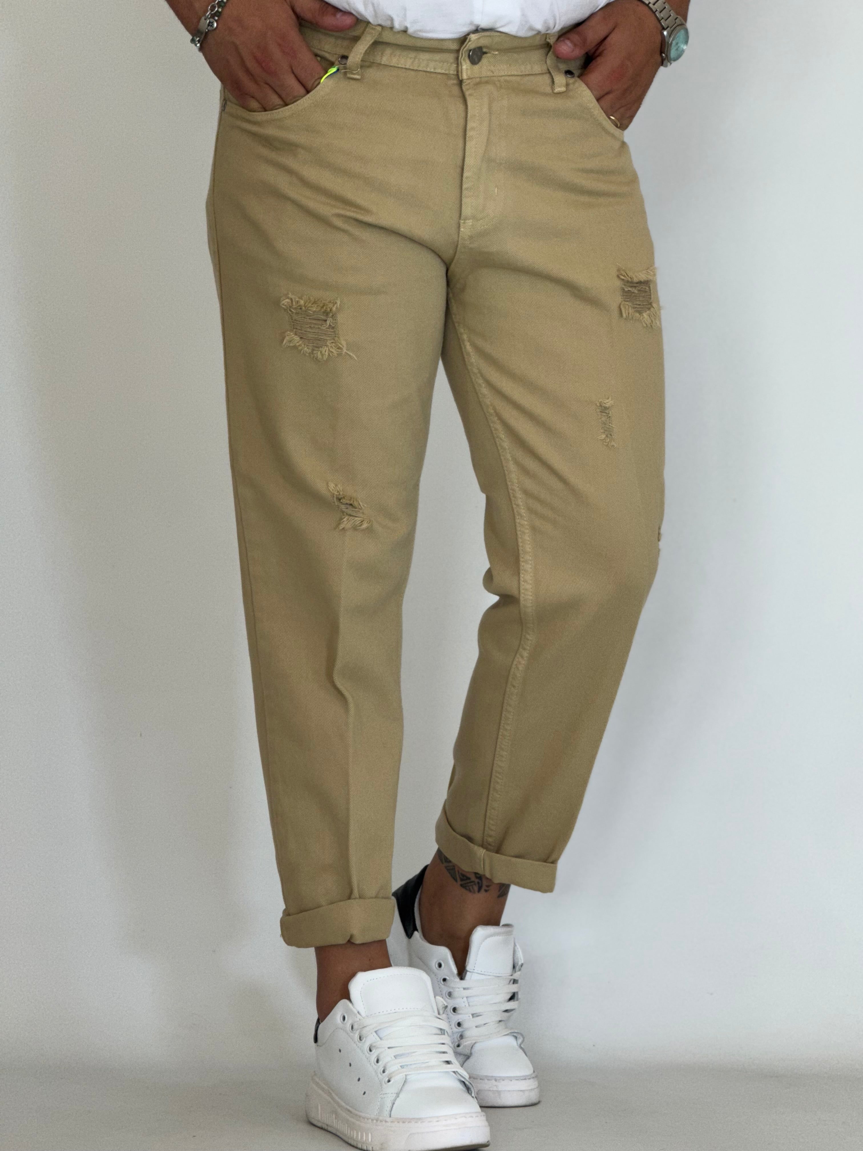 Pantalone loose fit beige 6227