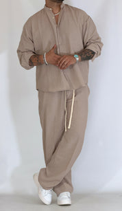 Breeze • Coordinato palazzo drappeggiato beige