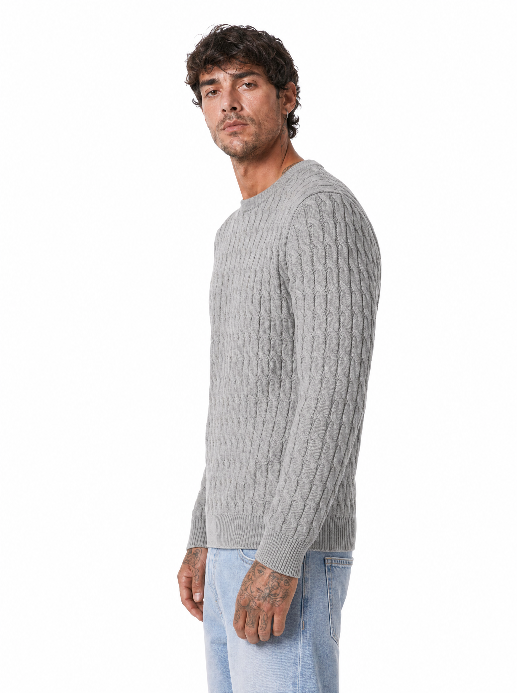 CARRUBE girocollo trecce toppe beige