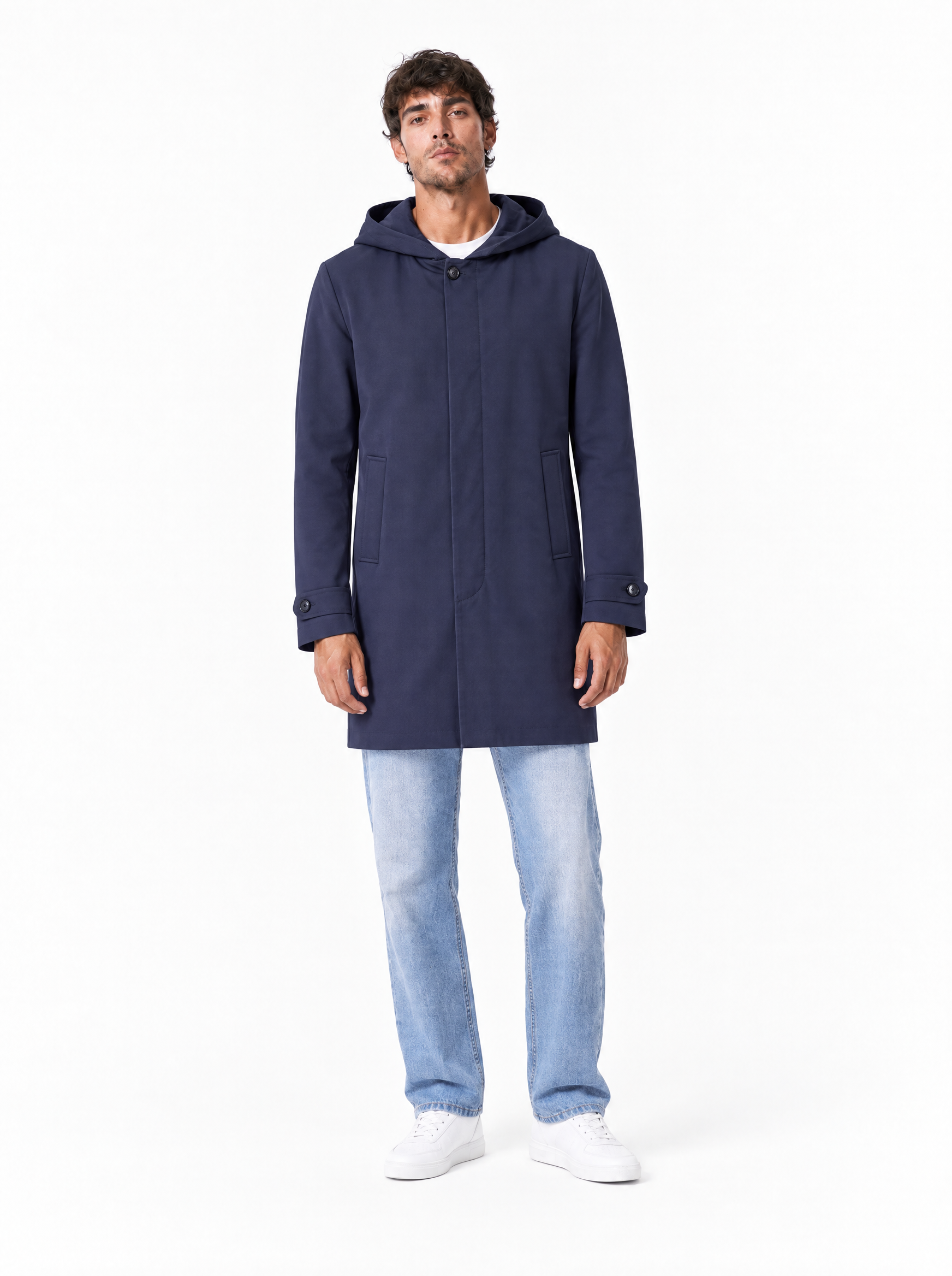 LULLABY Trench con cappuccio blu