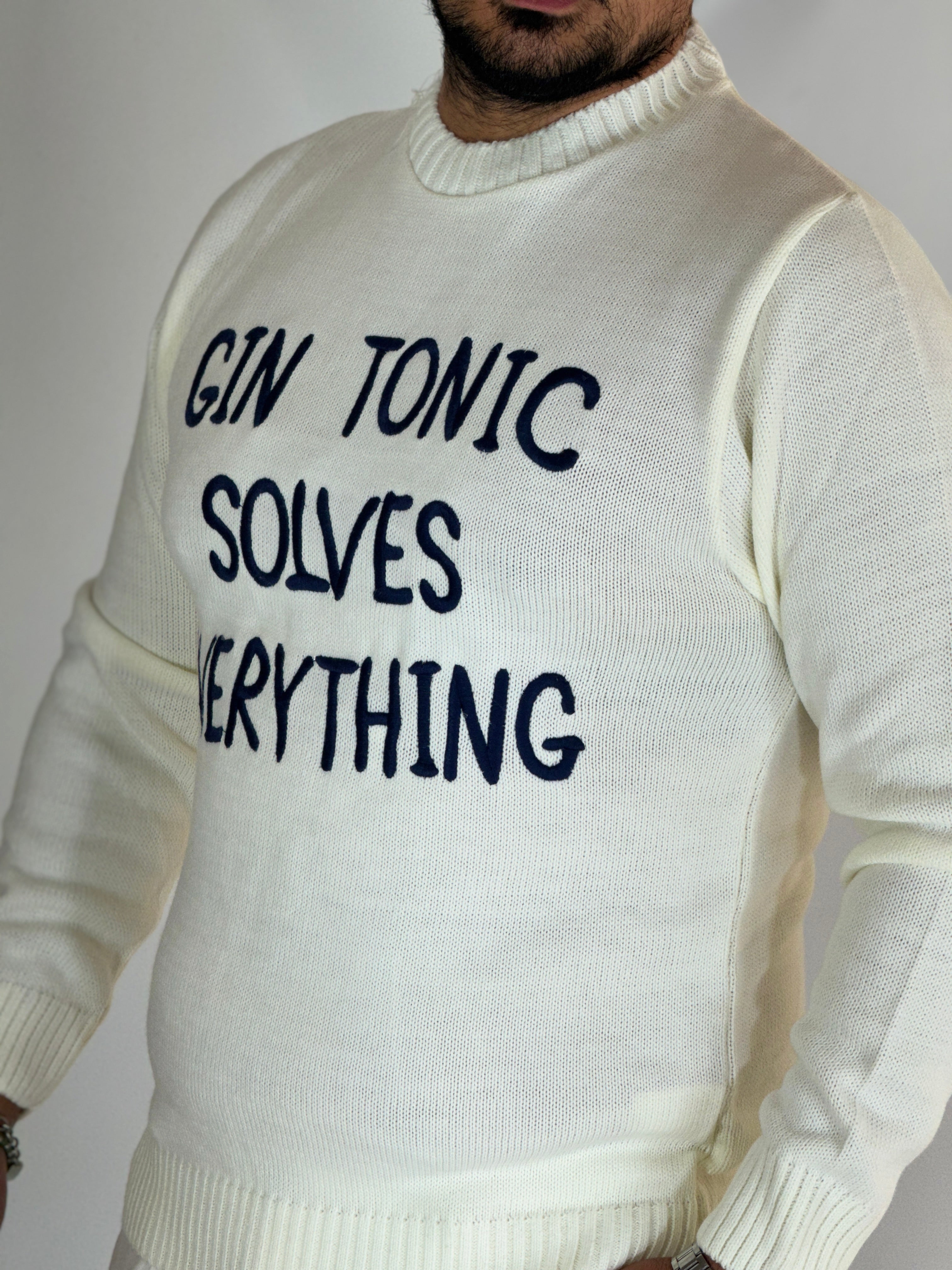 Maglia girocollo bianca GIN TONIC ADG772