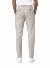 EXPLORER Pantalone vita alta con fibbie beige