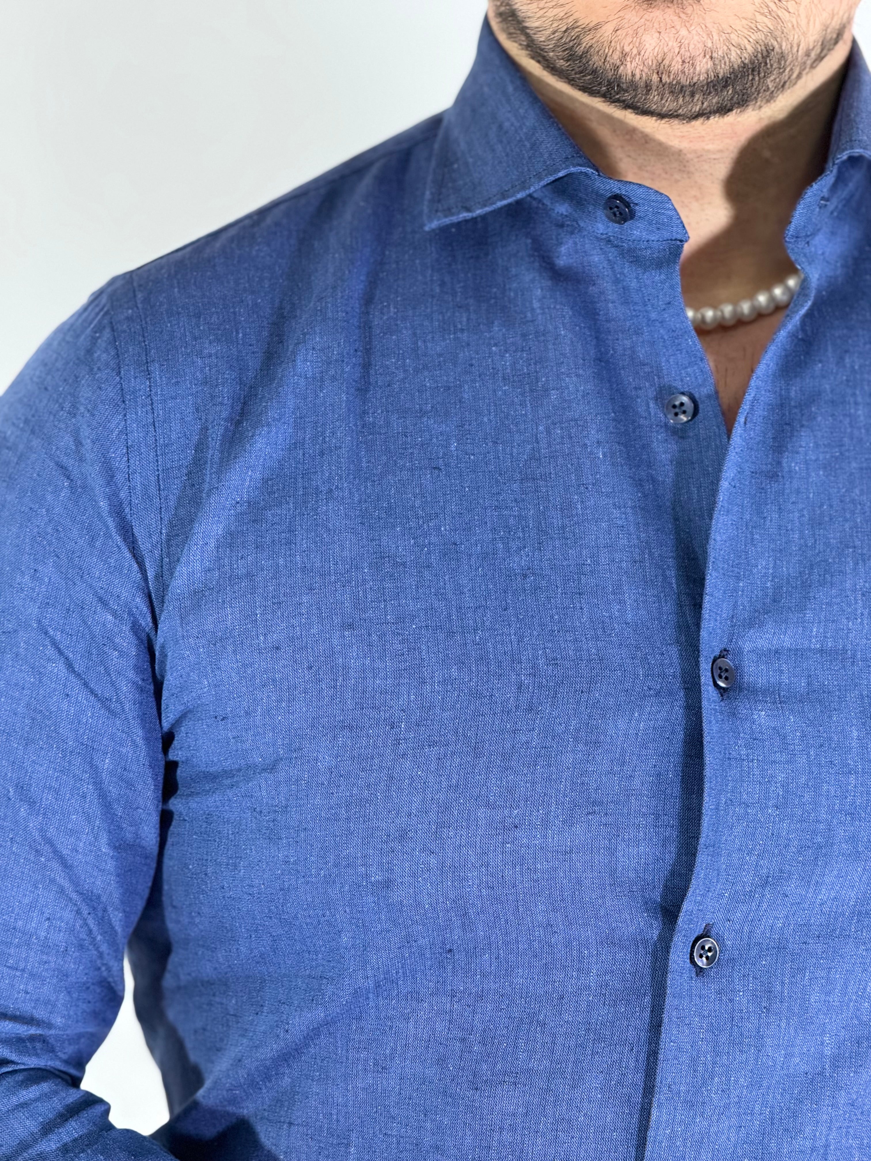 Camicia migliaccio Samuel lino BLU DENIM