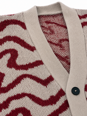 COSTIERA cardigan grigio-rosso jacquard