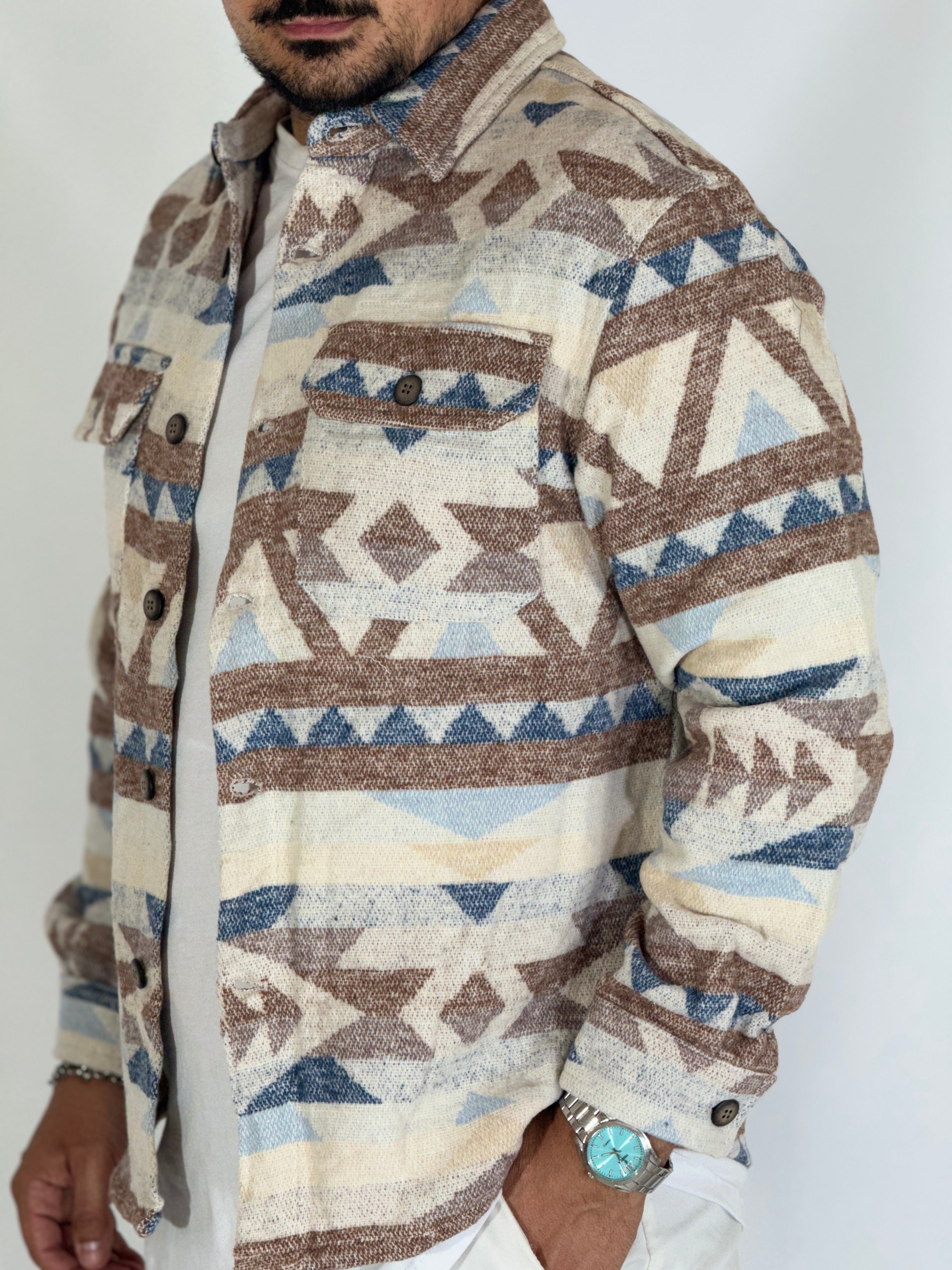Giacca in pile azteca shallow camel GA7713