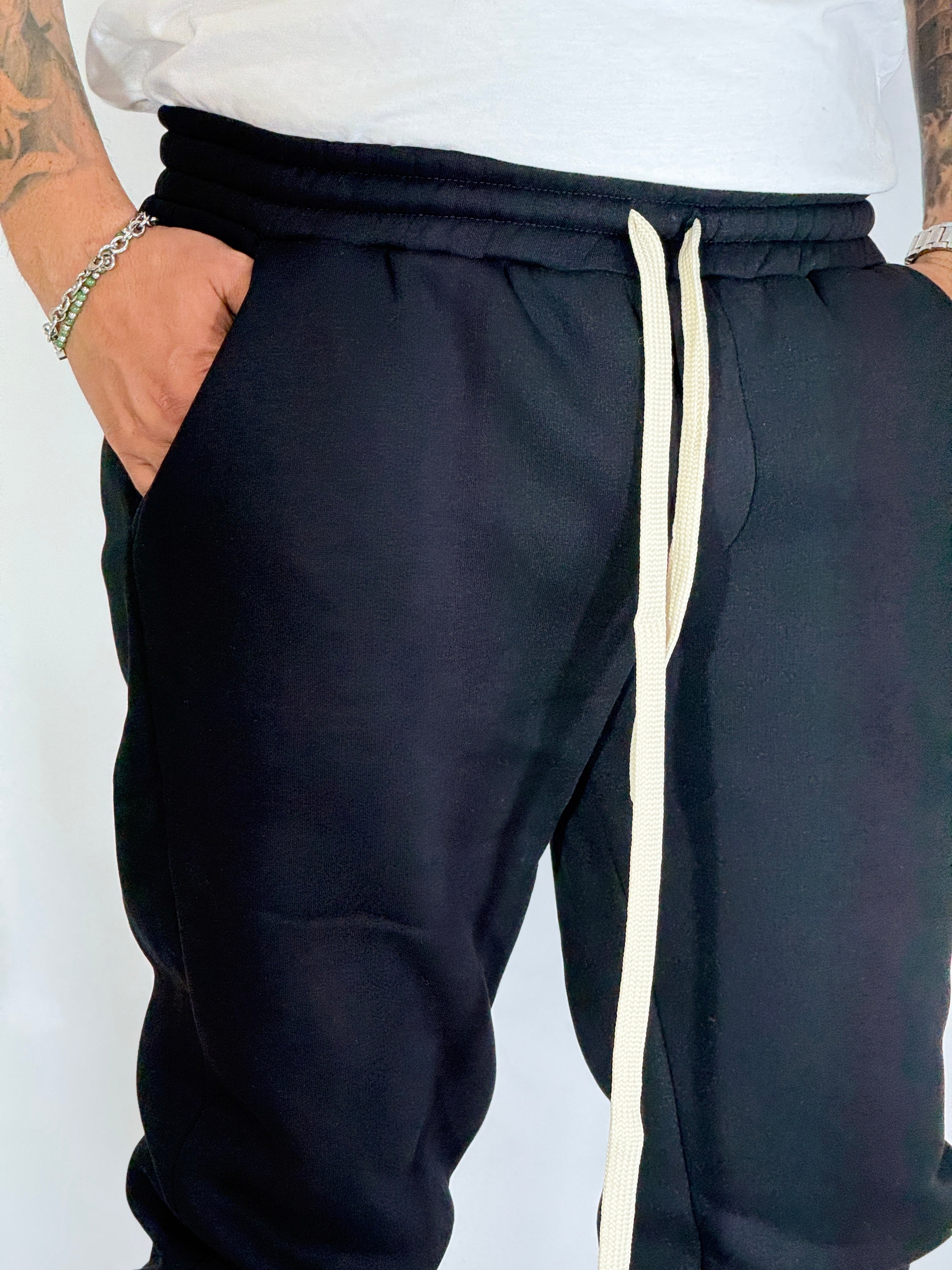 Pantalone tuta felpato nero AD32022