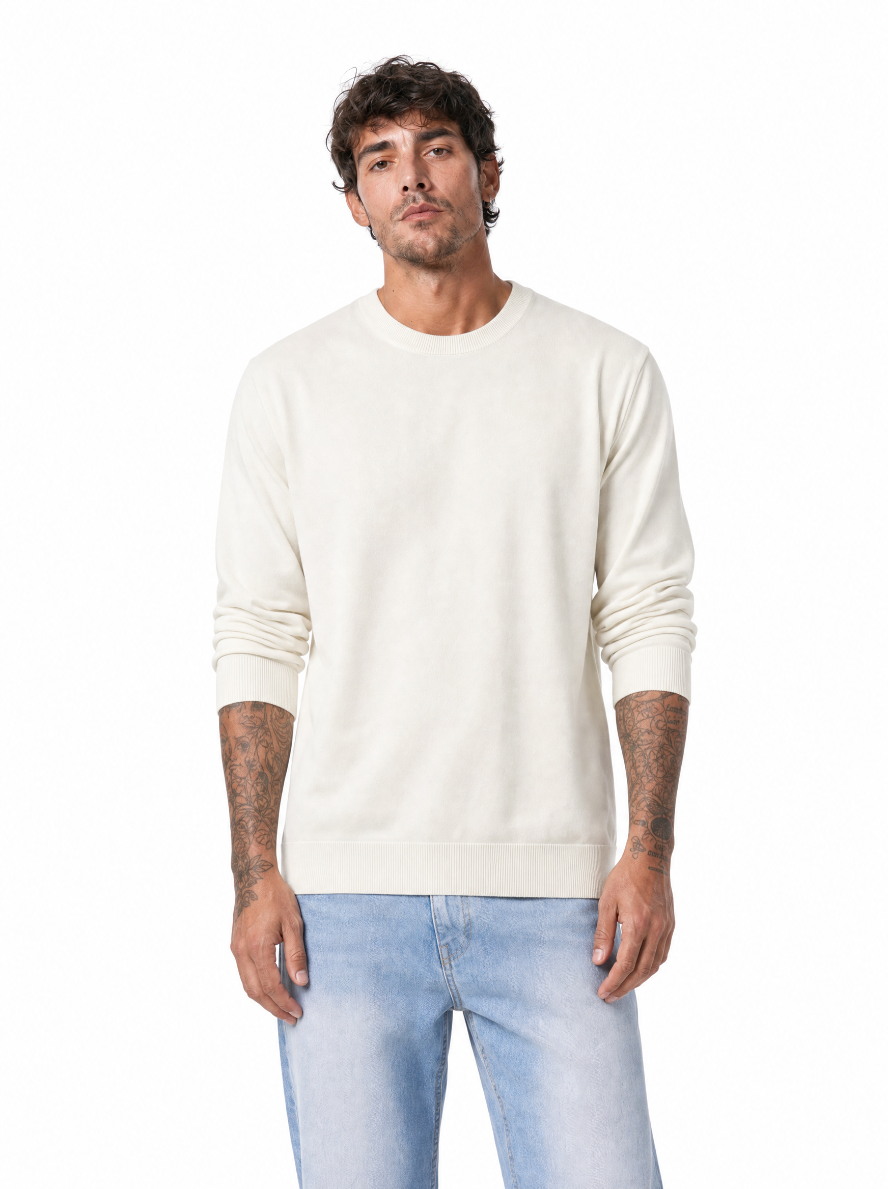Girocollo rasato rice white W86020