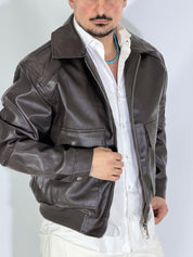 Giubbino marrone eco-pelle 8926