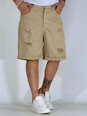 Bermuda jeans loose fit beige RICCIONE