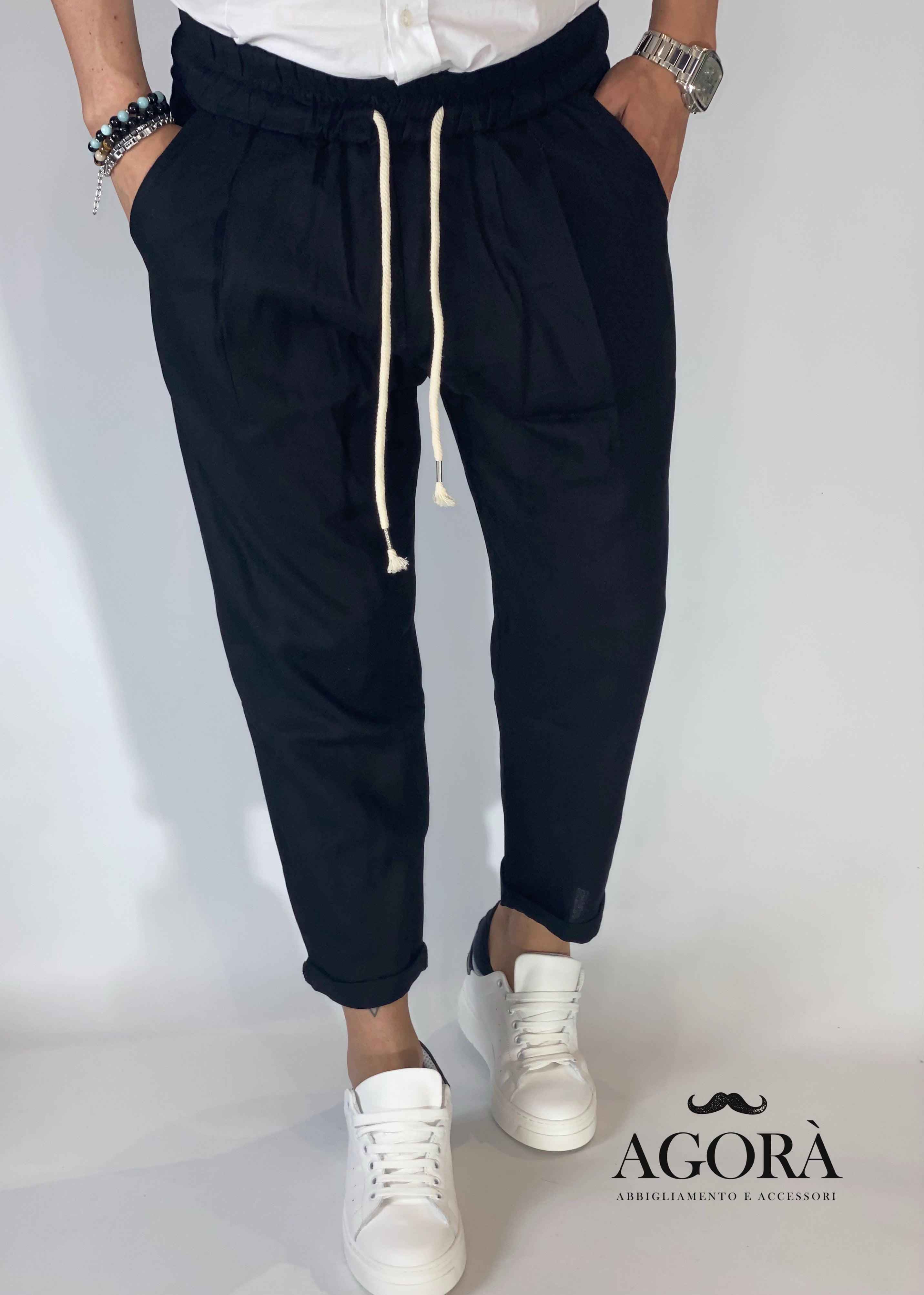 Pantalaccio in lino nero DC5000