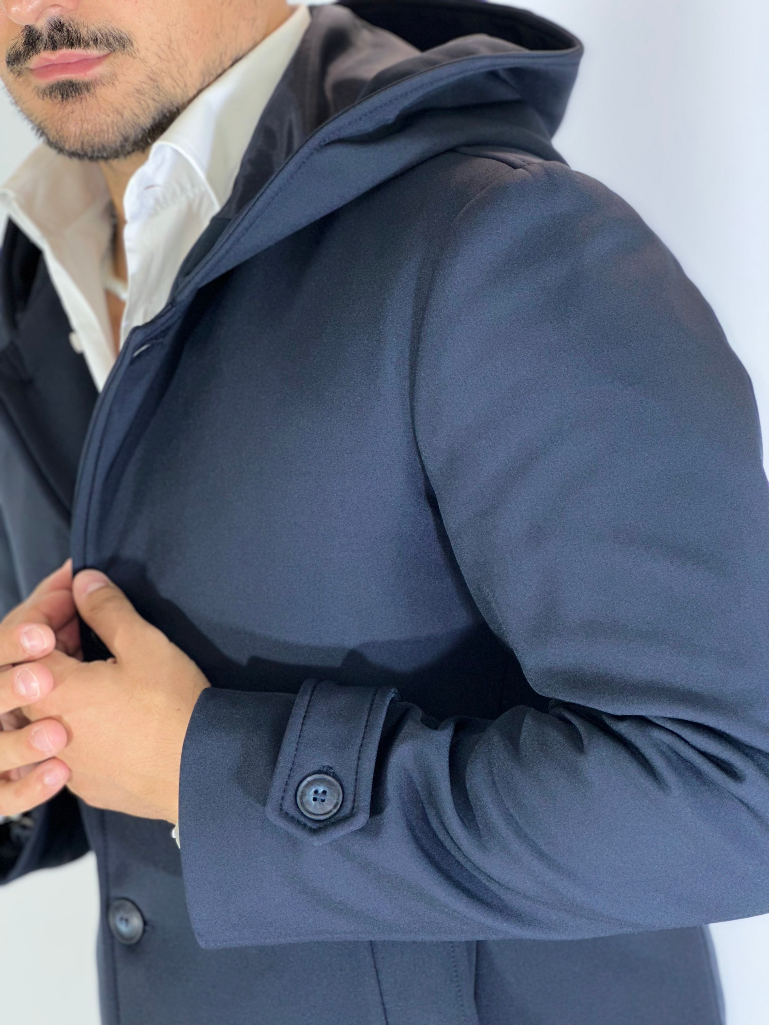 Trench con cappuccio RIVERSIDE blu