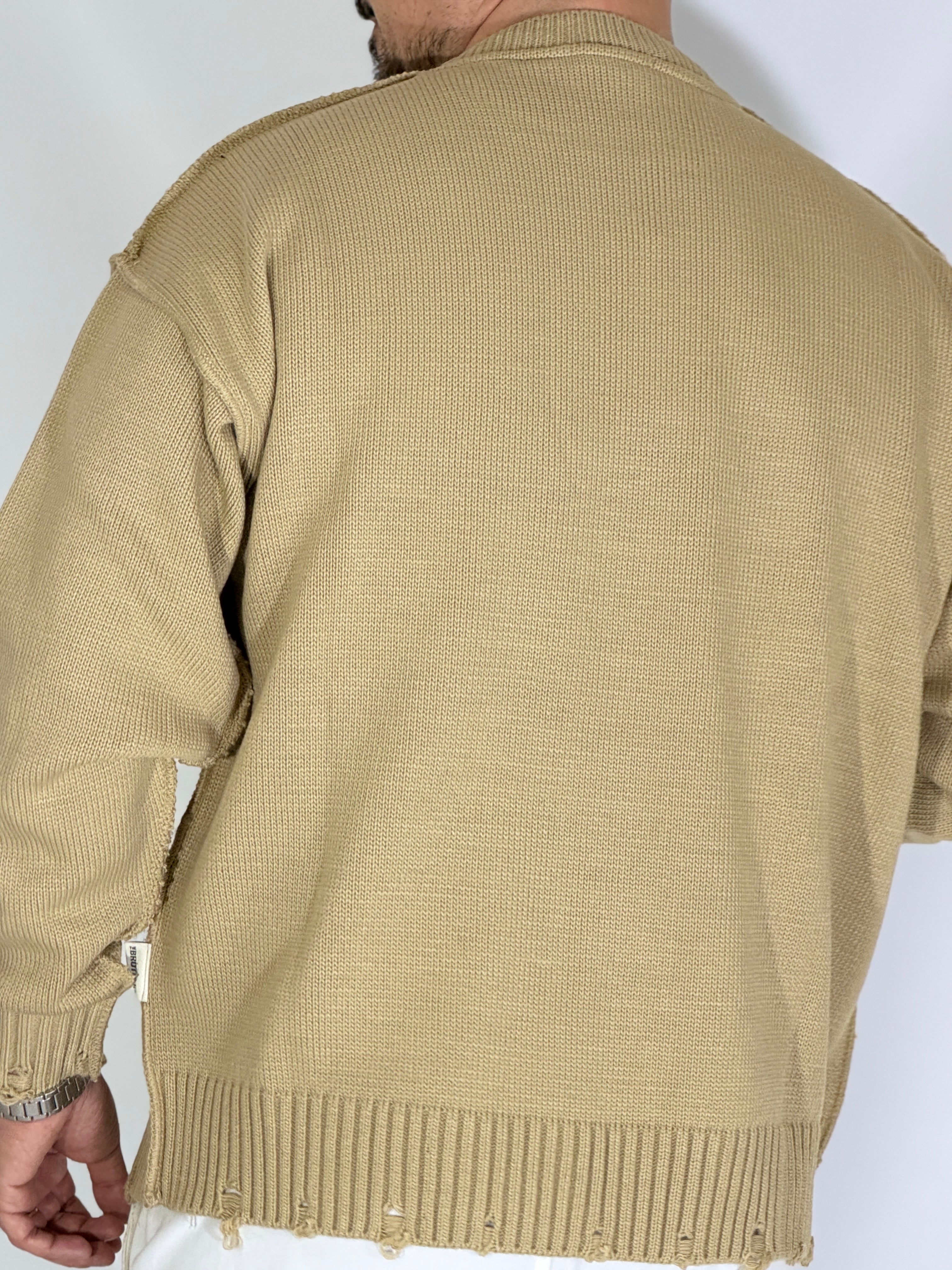 Maglia cucitura inversa beige TBS17