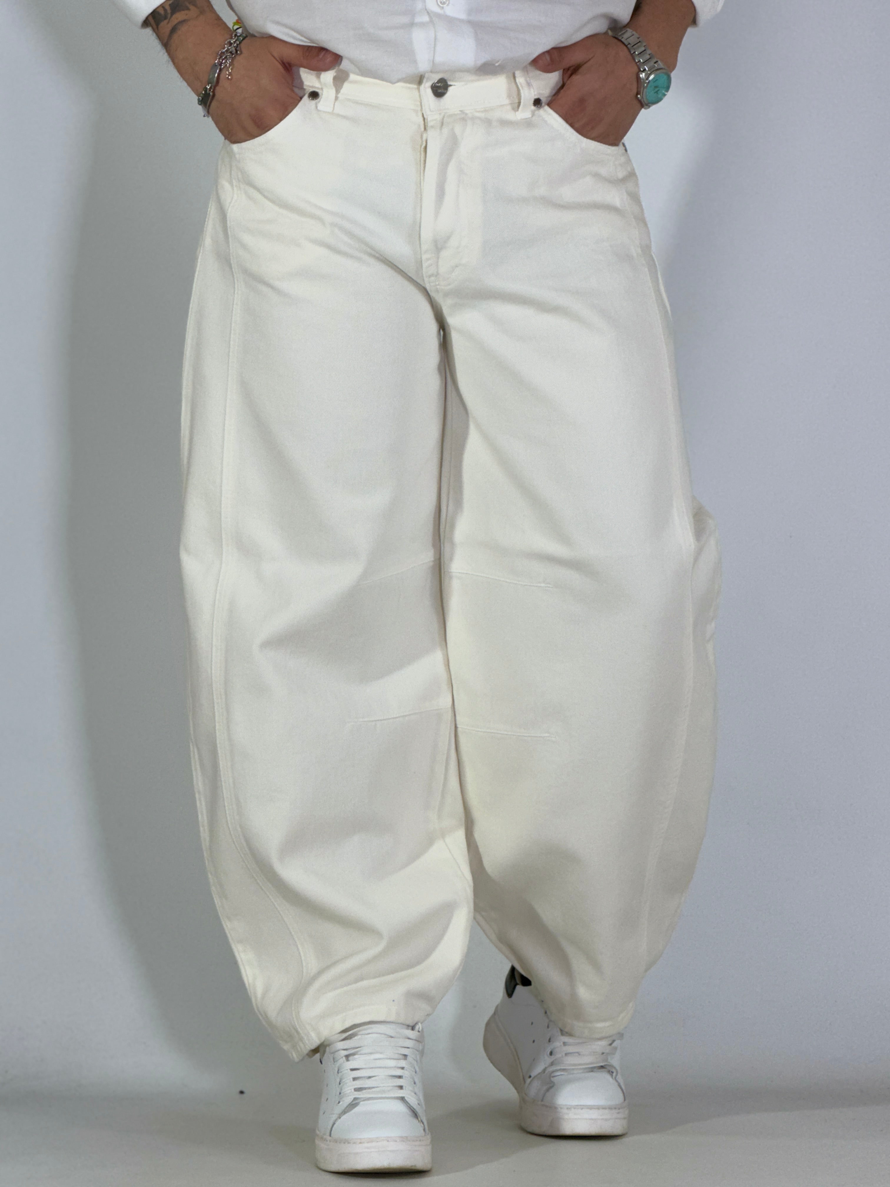 Pantalone panna balloon cotone