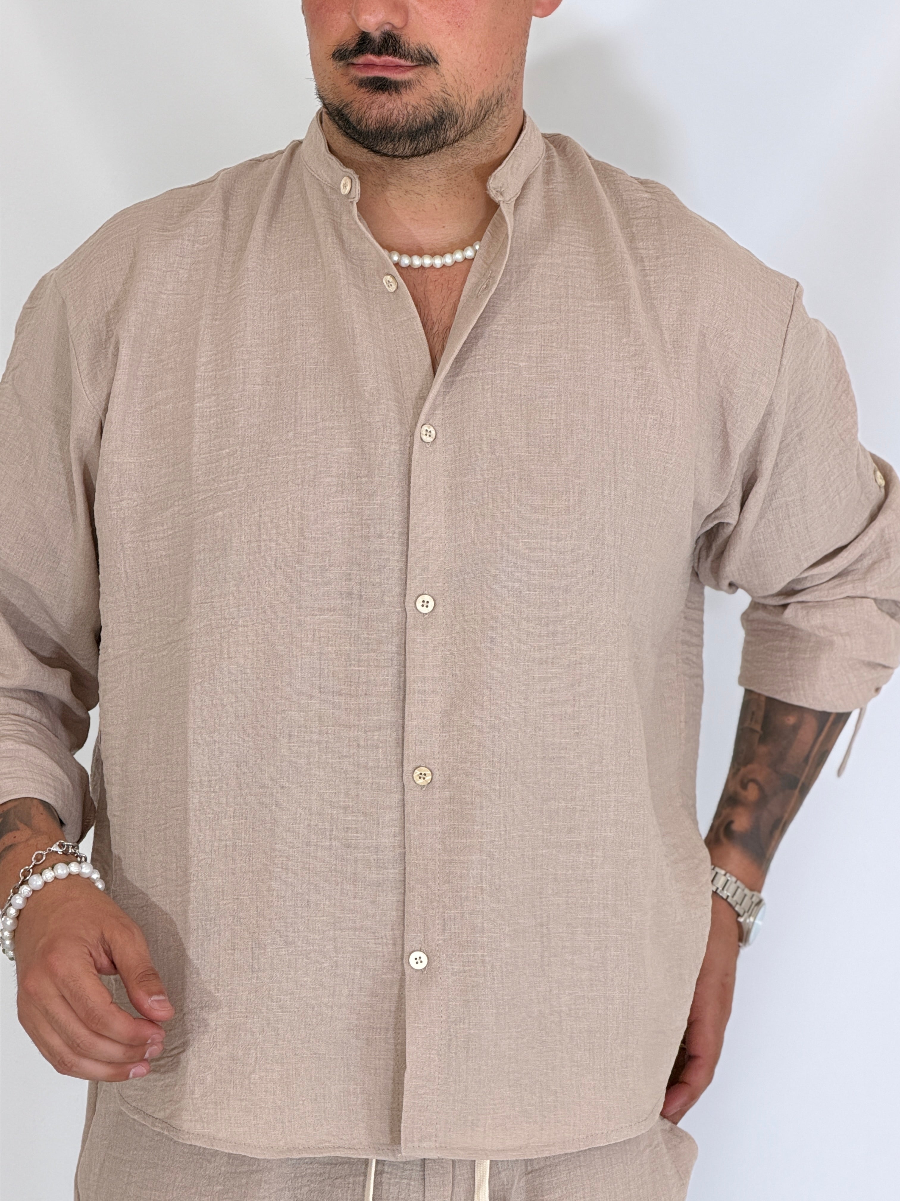 Breeze • Coordinato palazzo drappeggiato beige