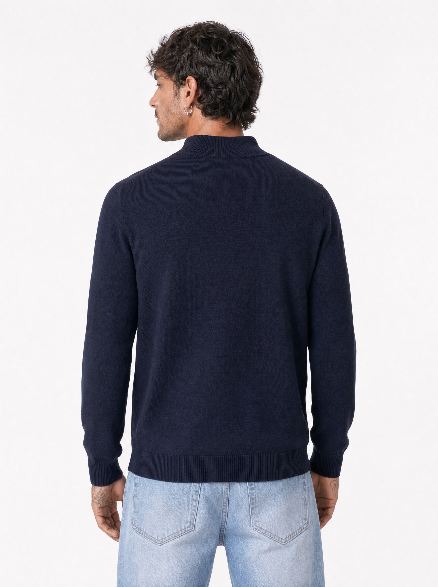 Maglia lupetto zip blu M886