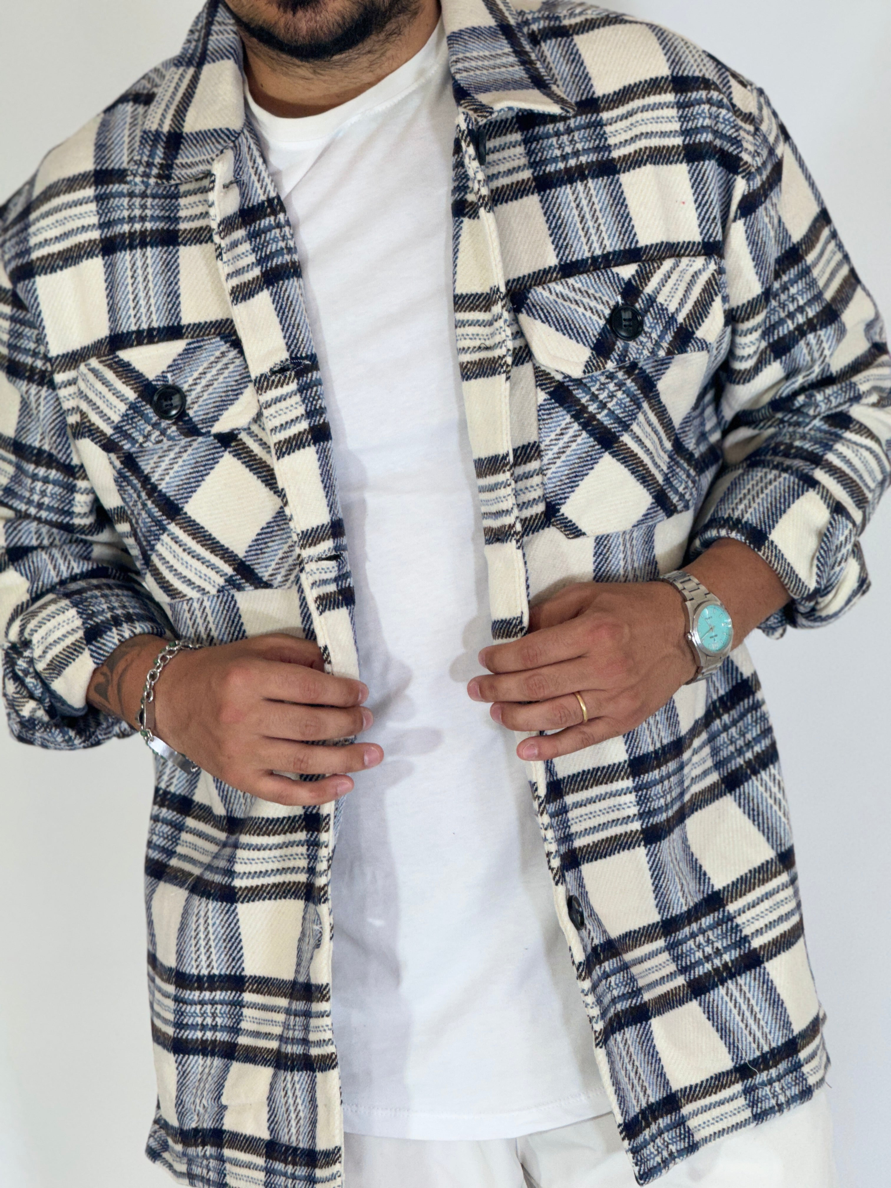 Camicione quadri white over in flanella S52038
