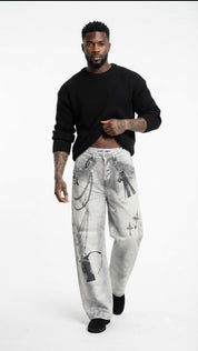 Jeans balloon graffiti YB6805