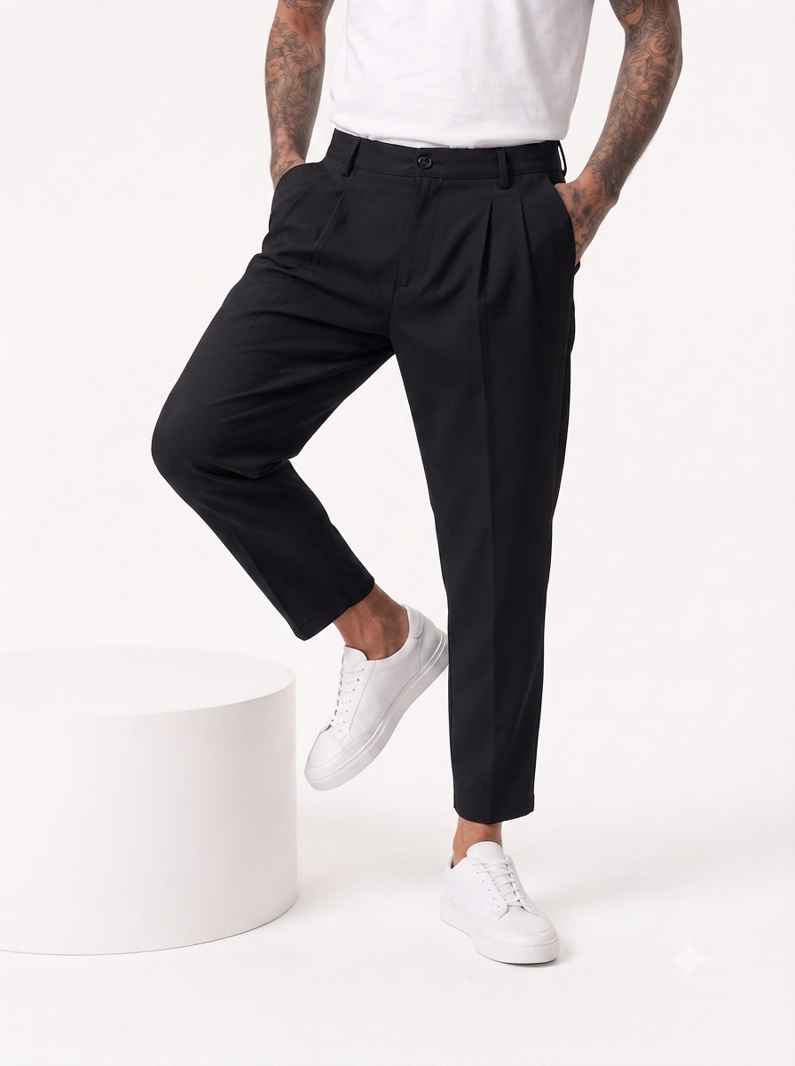 NOMAD AD45 Pantalone carrot con pince nero