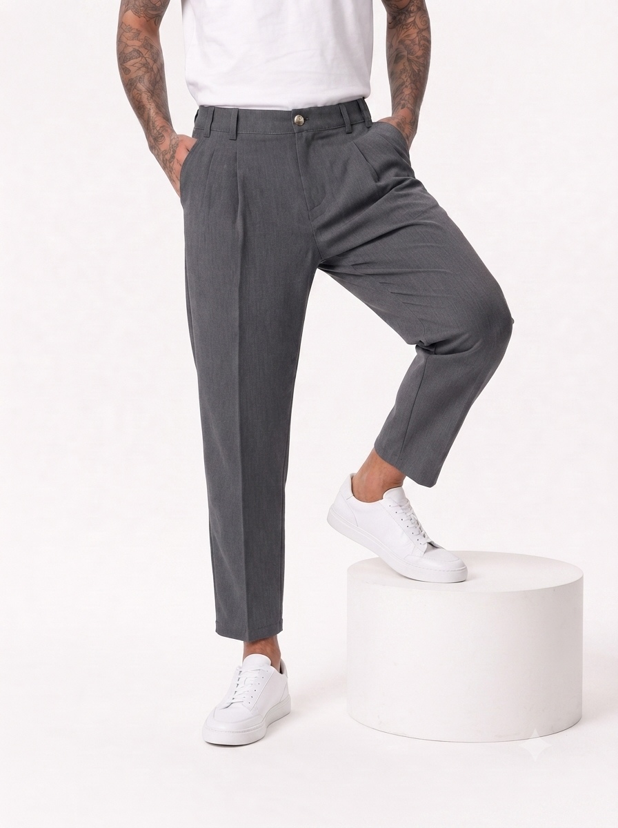 NOMAD AD45 Pantalone carrot con pince grigio scuro