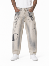 Jeans balloon graffiti YB6805
